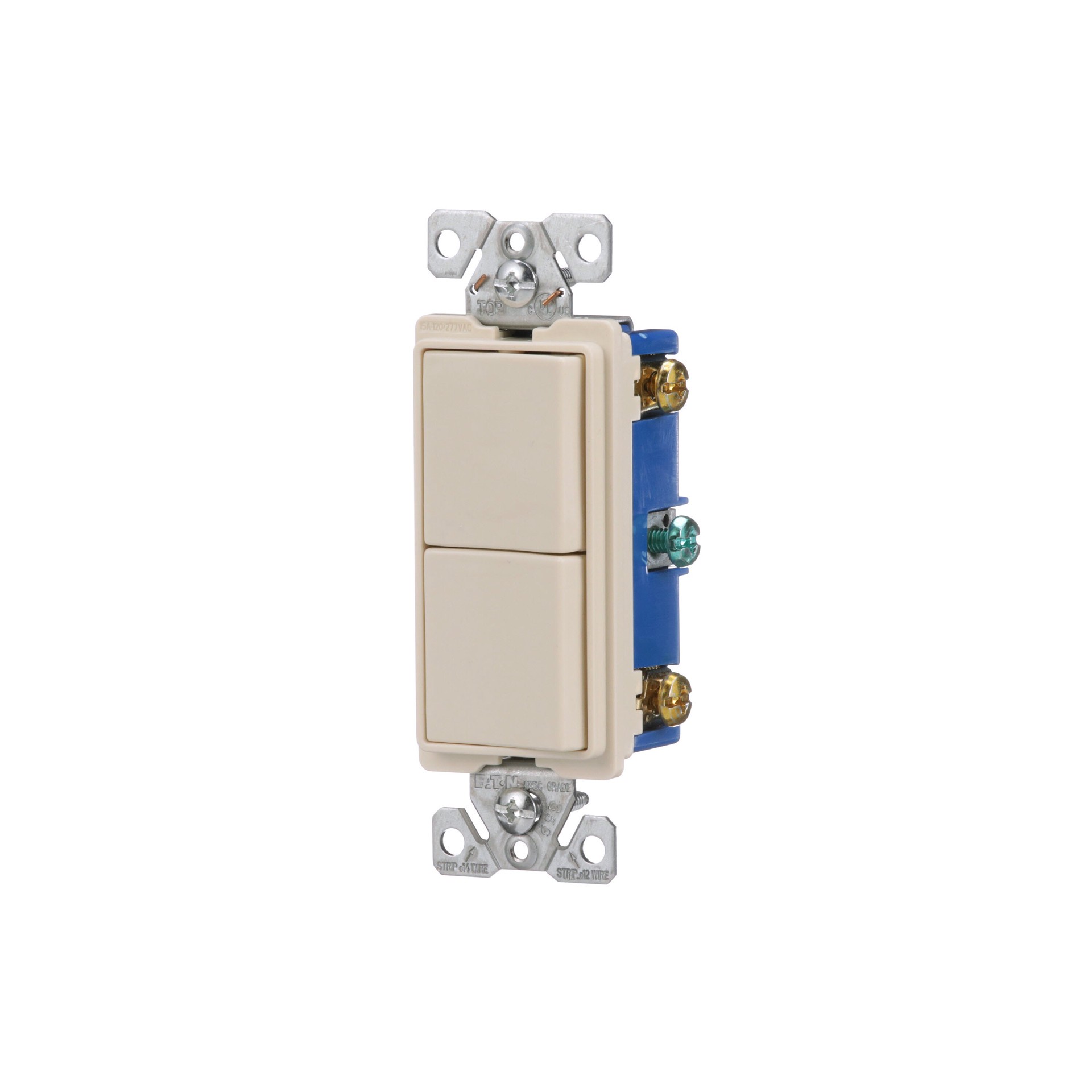 slide 2 of 6, Eaton 15-amp Single-pole Combination Light Switch , Light almond, 1 ct