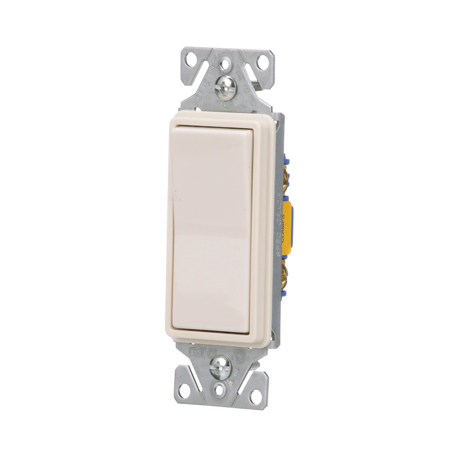 slide 2 of 6, 15-amp Single-pole Illuminated Rocker Light Switch , Light almond, 1 ct
