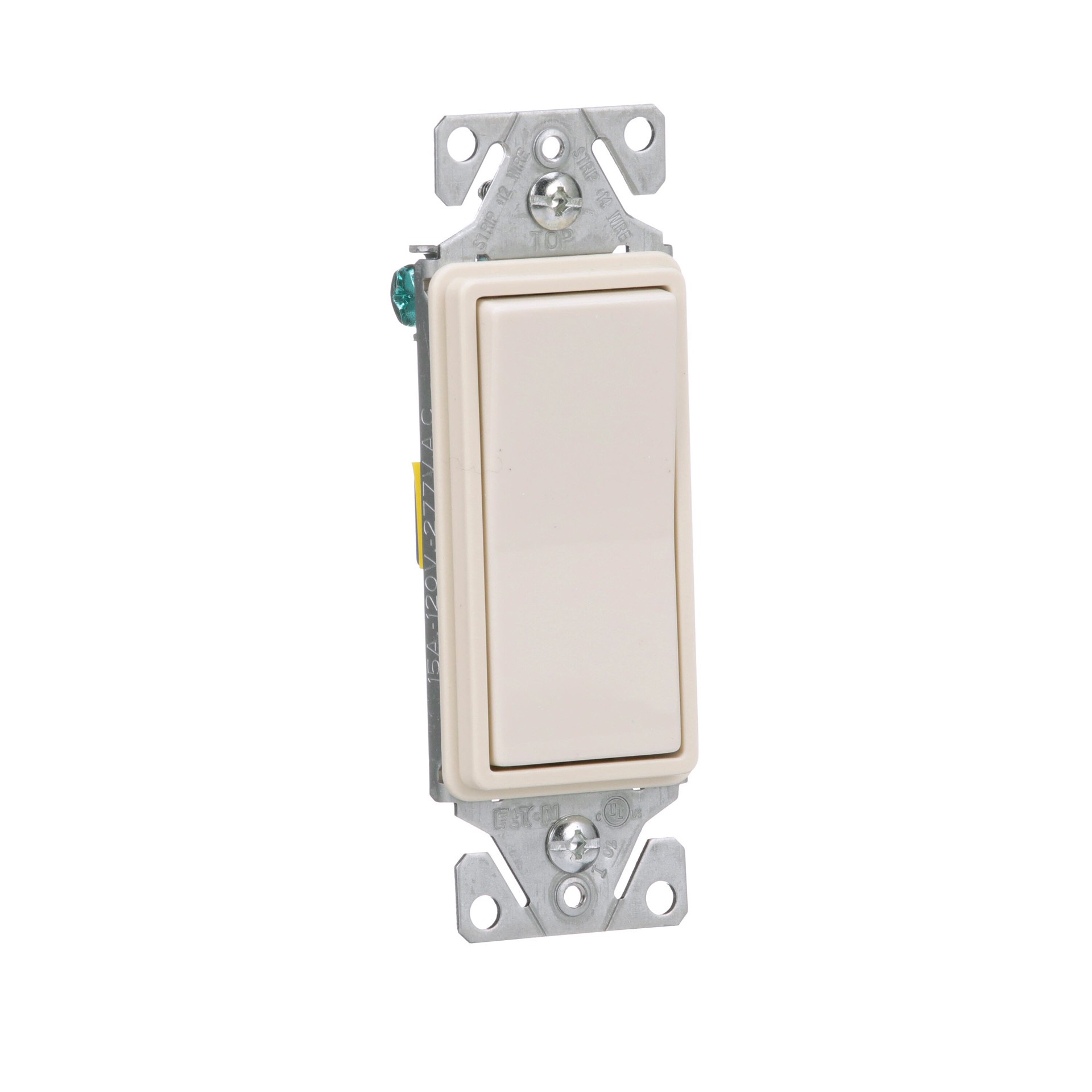 slide 6 of 6, 15-amp Single-pole Illuminated Rocker Light Switch , Light almond, 1 ct