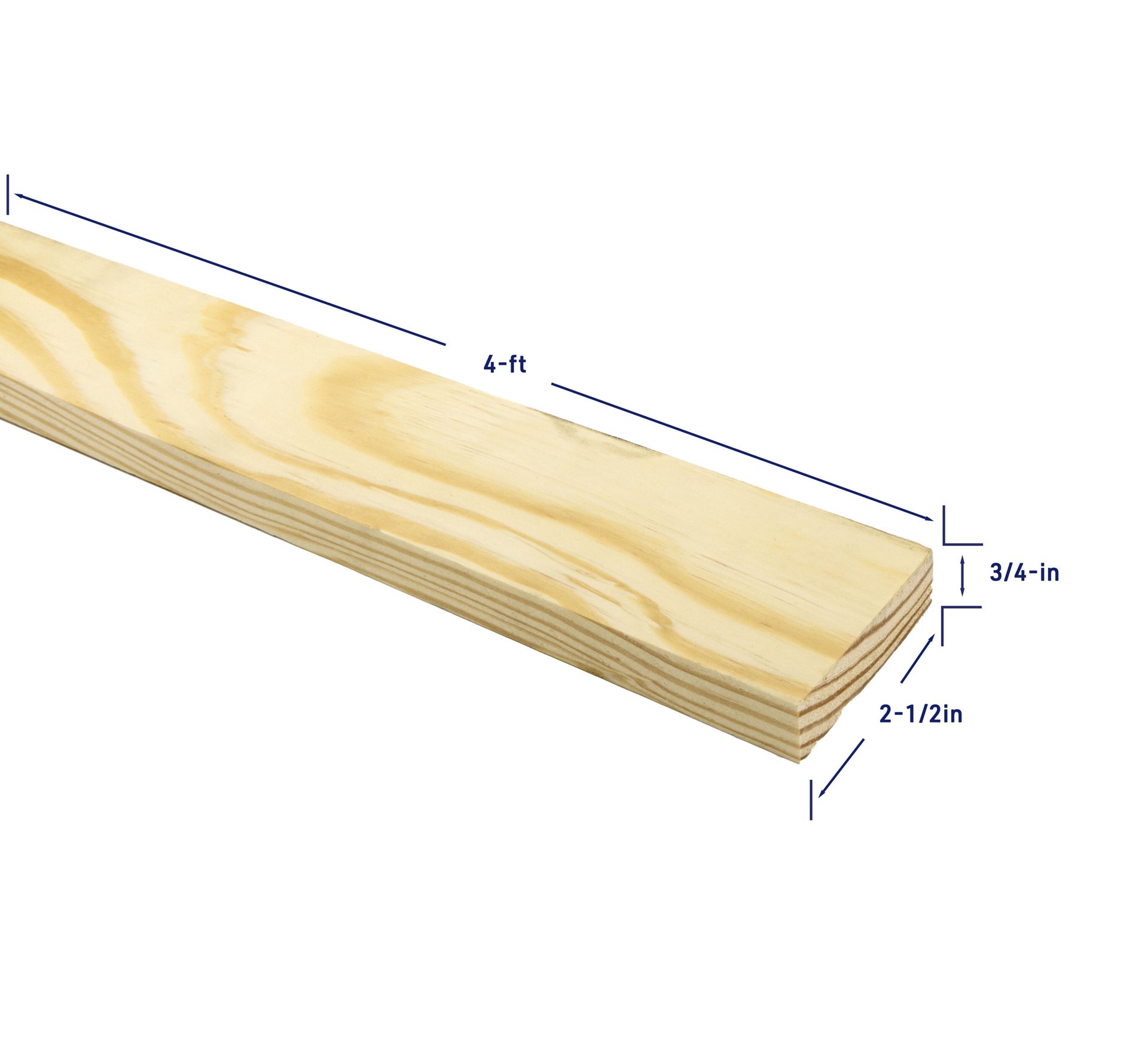 slide 4 of 6, RELIABILT 1-in x 3-in x 4-ft Unfinished Clear S4S Pine Softwood Board, 1 ct