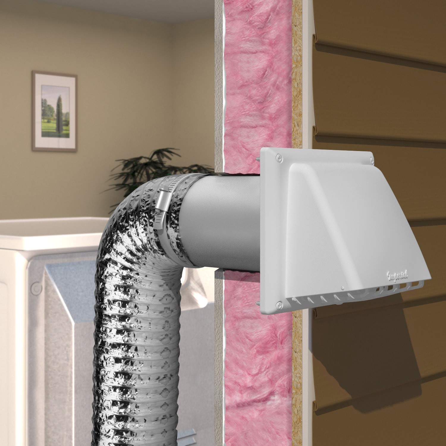 slide 2 of 6, IMPERIAL 4-in Dia Plastic Preferred with guard Dryer Vent Hood, 1 ct