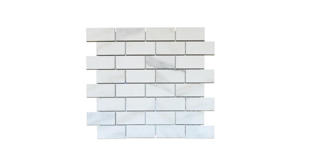 slide 1 of 6, allen + roth Arabescato White 12-in x 12-in Matte Porcelain Mosaic Floor and Wall Tile ( 0.96-sq ft Piece ), 1 ct
