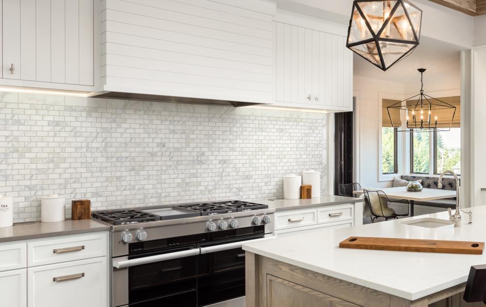 slide 6 of 6, allen + roth Arabescato White 12-in x 12-in Matte Porcelain Mosaic Floor and Wall Tile ( 0.96-sq ft Piece ), 1 ct