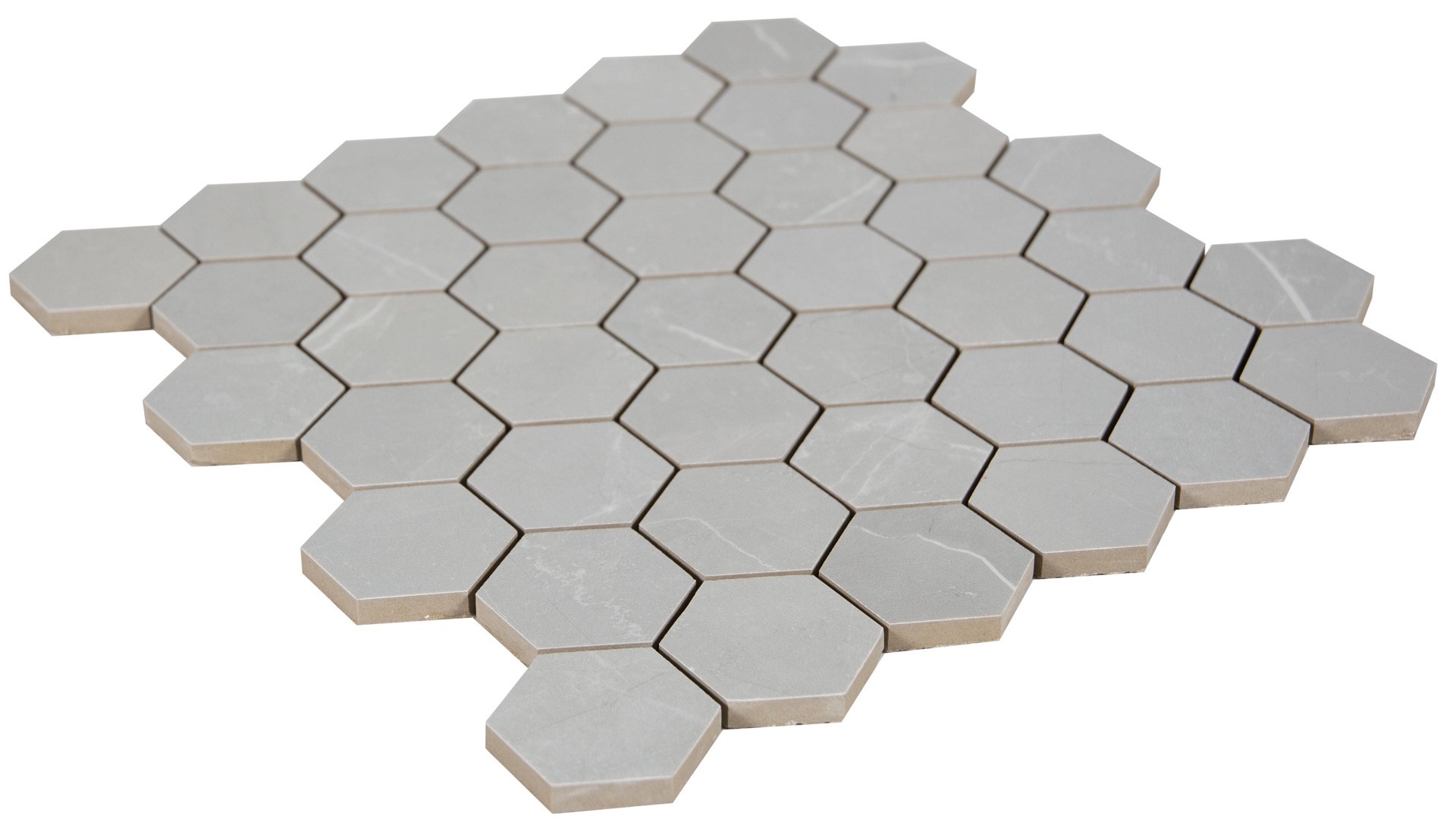 slide 3 of 6, Satori Palisade Grigio 12-in x 12-in Polished Porcelain Hexagon Mosaic Floor and Wall Tile ( 9.7-sq ft Carton ), 1 ct