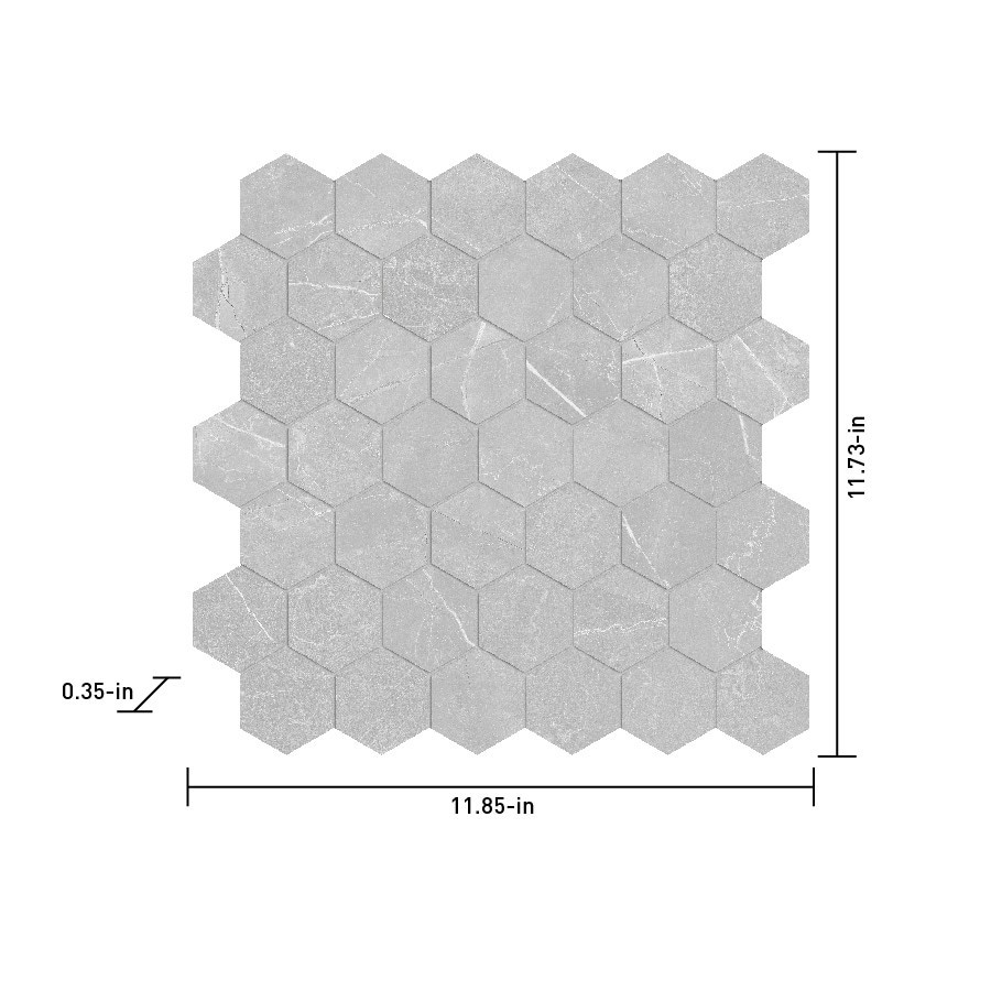 slide 6 of 6, Satori Palisade Grigio 12-in x 12-in Polished Porcelain Hexagon Mosaic Floor and Wall Tile ( 9.7-sq ft Carton ), 1 ct
