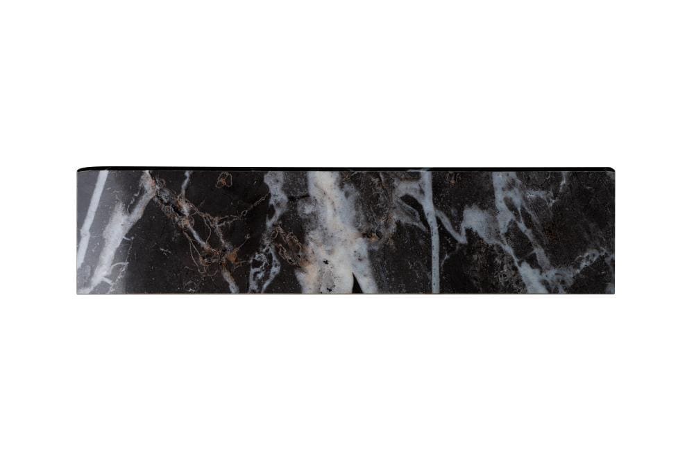 slide 1 of 6, allen + roth Calacatta Black Black 3-in x 12-in Polished Porcelain Floor and Wall Tile ( 0.22-sq ft Piece ), 1 ct
