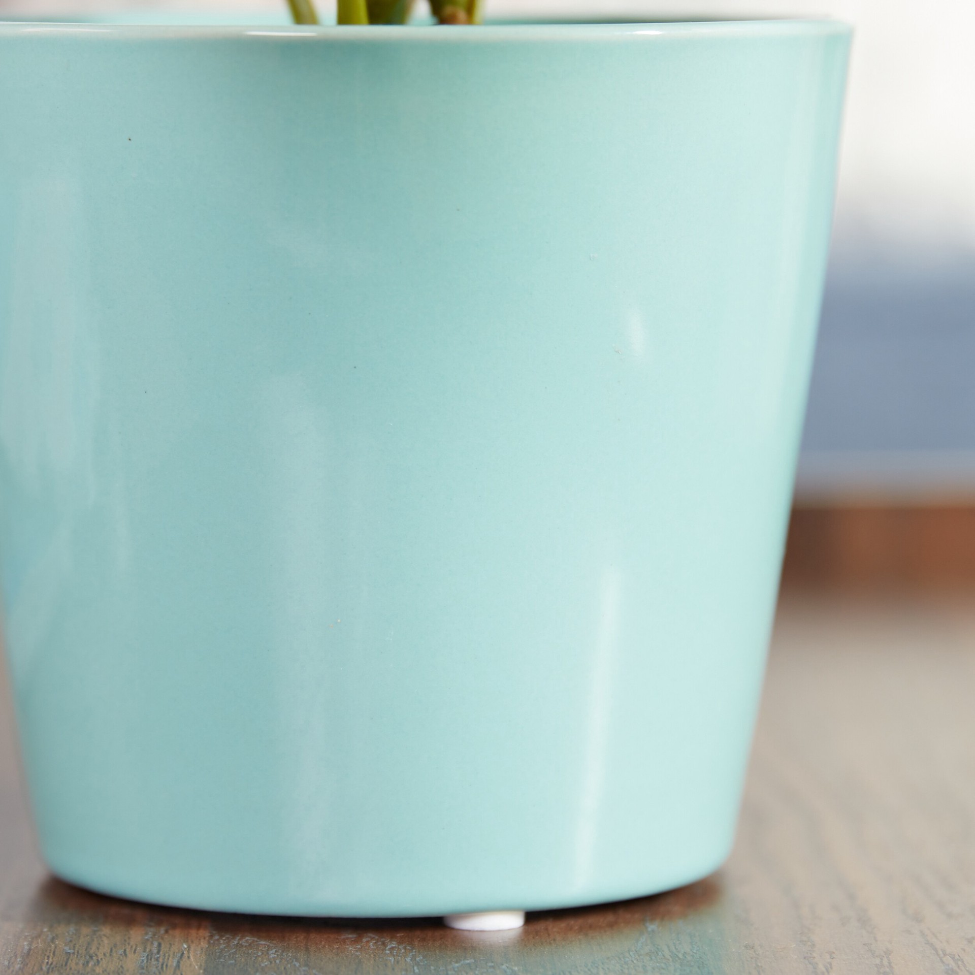 slide 2 of 6, allen + roth Round 4.3-in W x 4.92-in L Blue Ceramic Indoor Planter, 1 ct