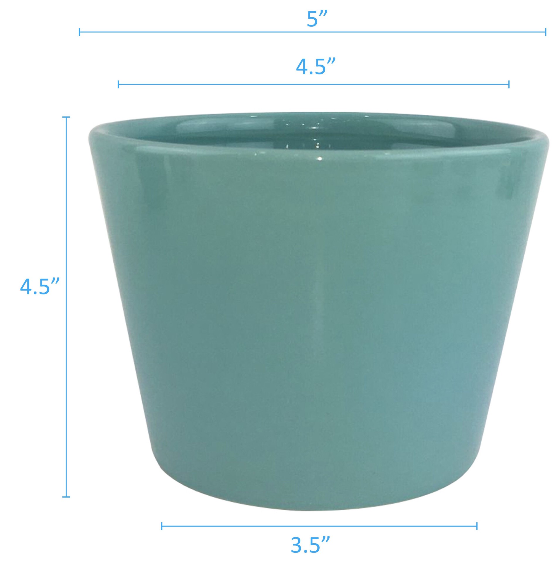 slide 4 of 6, allen + roth Round 4.3-in W x 4.92-in L Blue Ceramic Indoor Planter, 1 ct