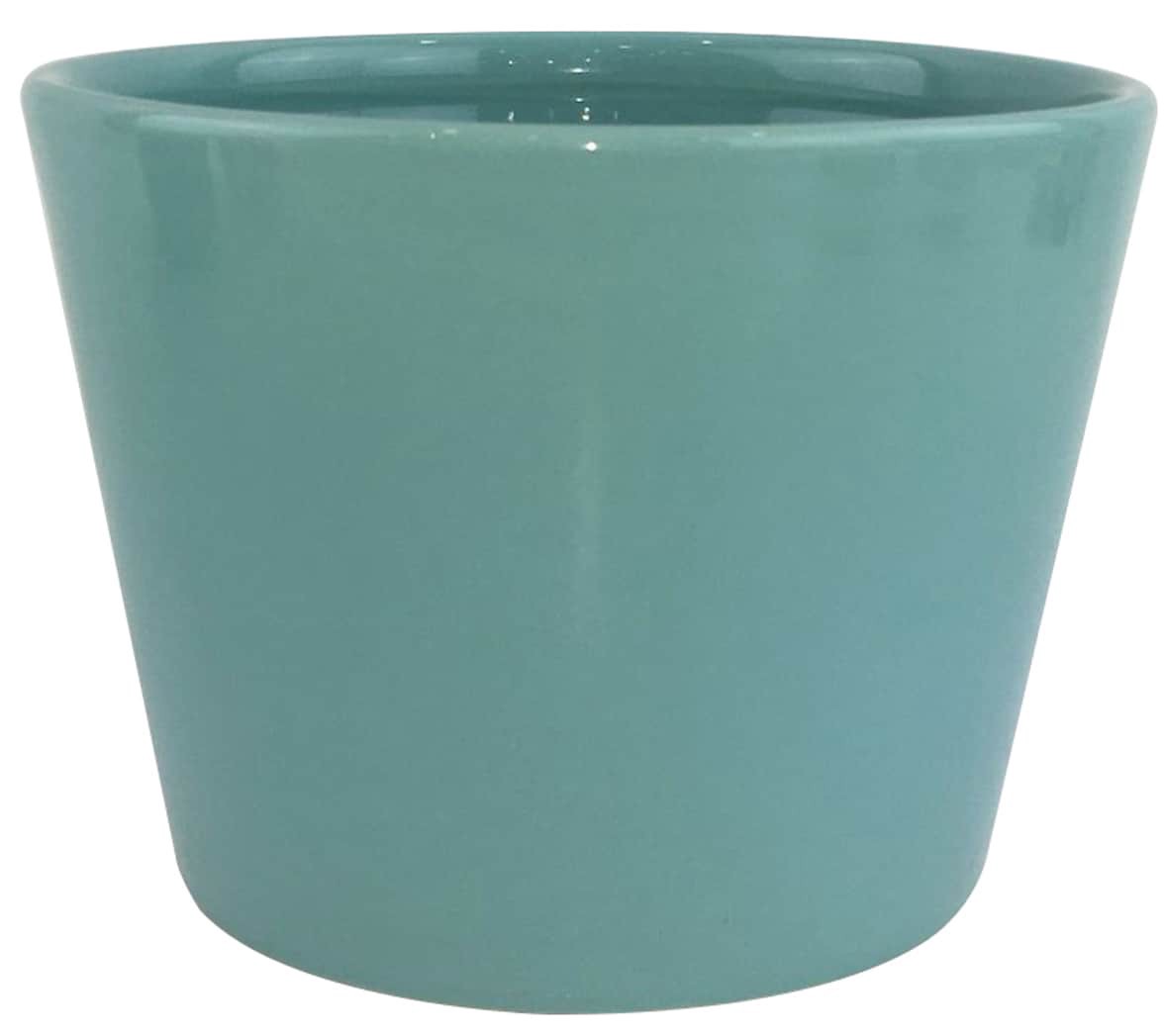 slide 1 of 6, allen + roth Round 4.3-in W x 4.92-in L Blue Ceramic Indoor Planter, 1 ct