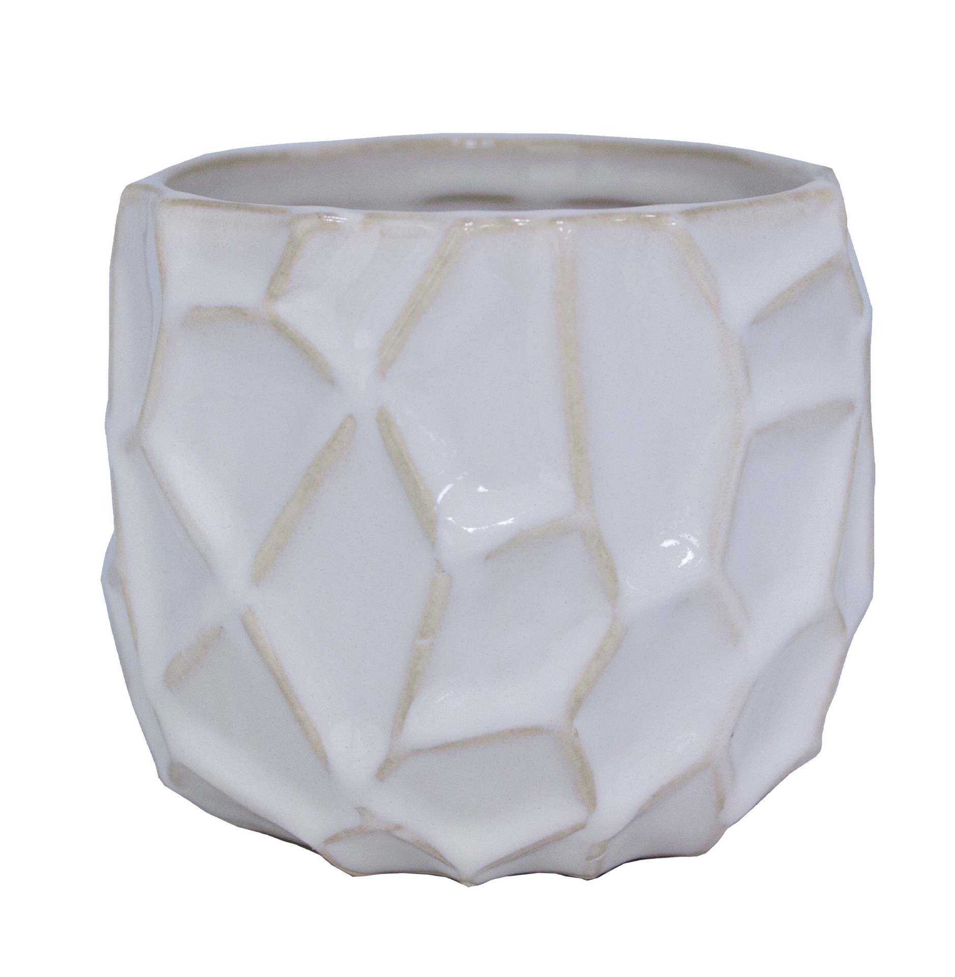 slide 1 of 6, allen + roth Round 3.94-in W x 4-in L White Ceramic Indoor Planter, 1 ct