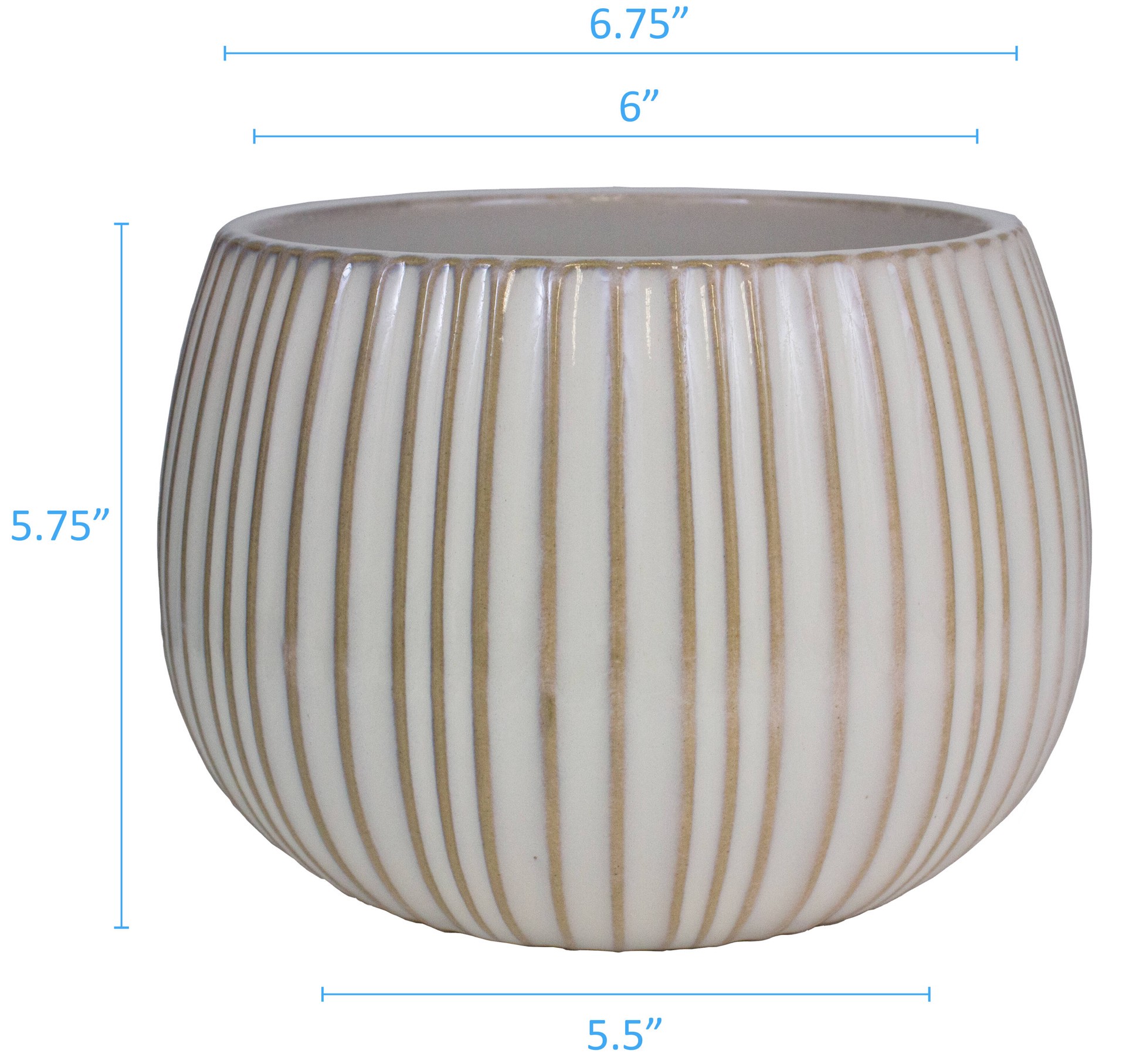 slide 4 of 6, allen + roth Round 5.13-in W x 8-in L White Ceramic Indoor Planter, 1 ct