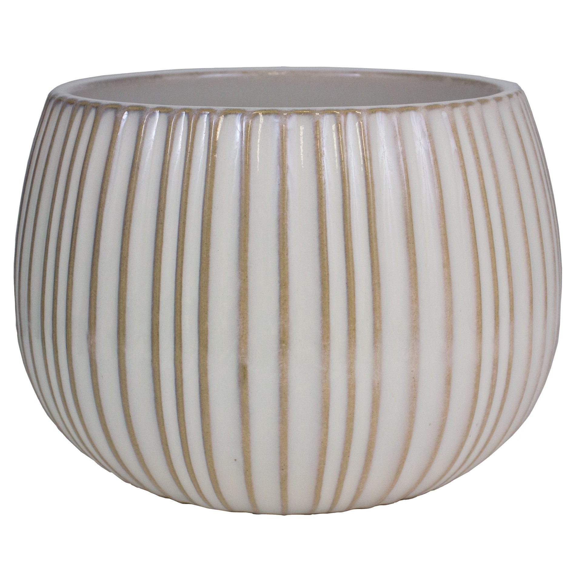 slide 1 of 6, allen + roth Round 5.13-in W x 8-in L White Ceramic Indoor Planter, 1 ct