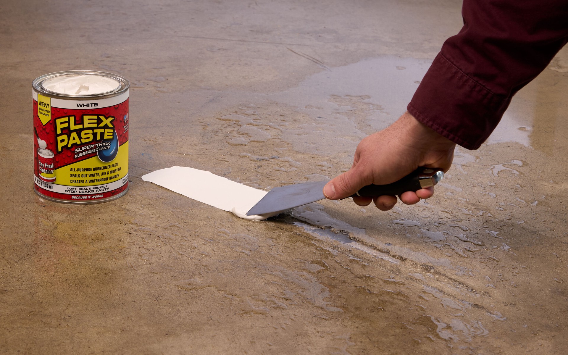 slide 4 of 6, Flex Paste 48-fl oz White Paste Waterproof Rubberized Coating, 1 ct