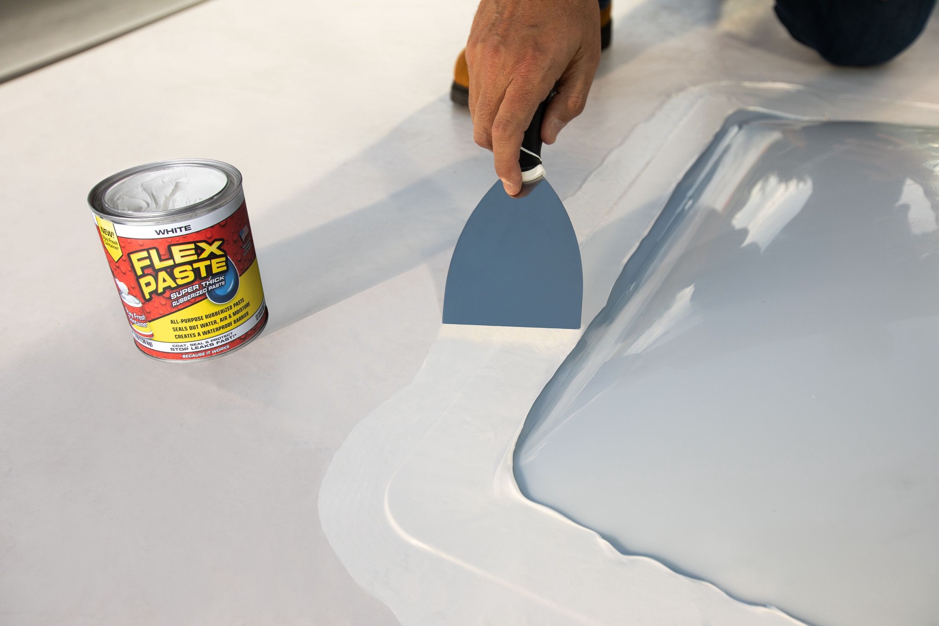 slide 5 of 6, Flex Paste 48-fl oz White Paste Waterproof Rubberized Coating, 1 ct