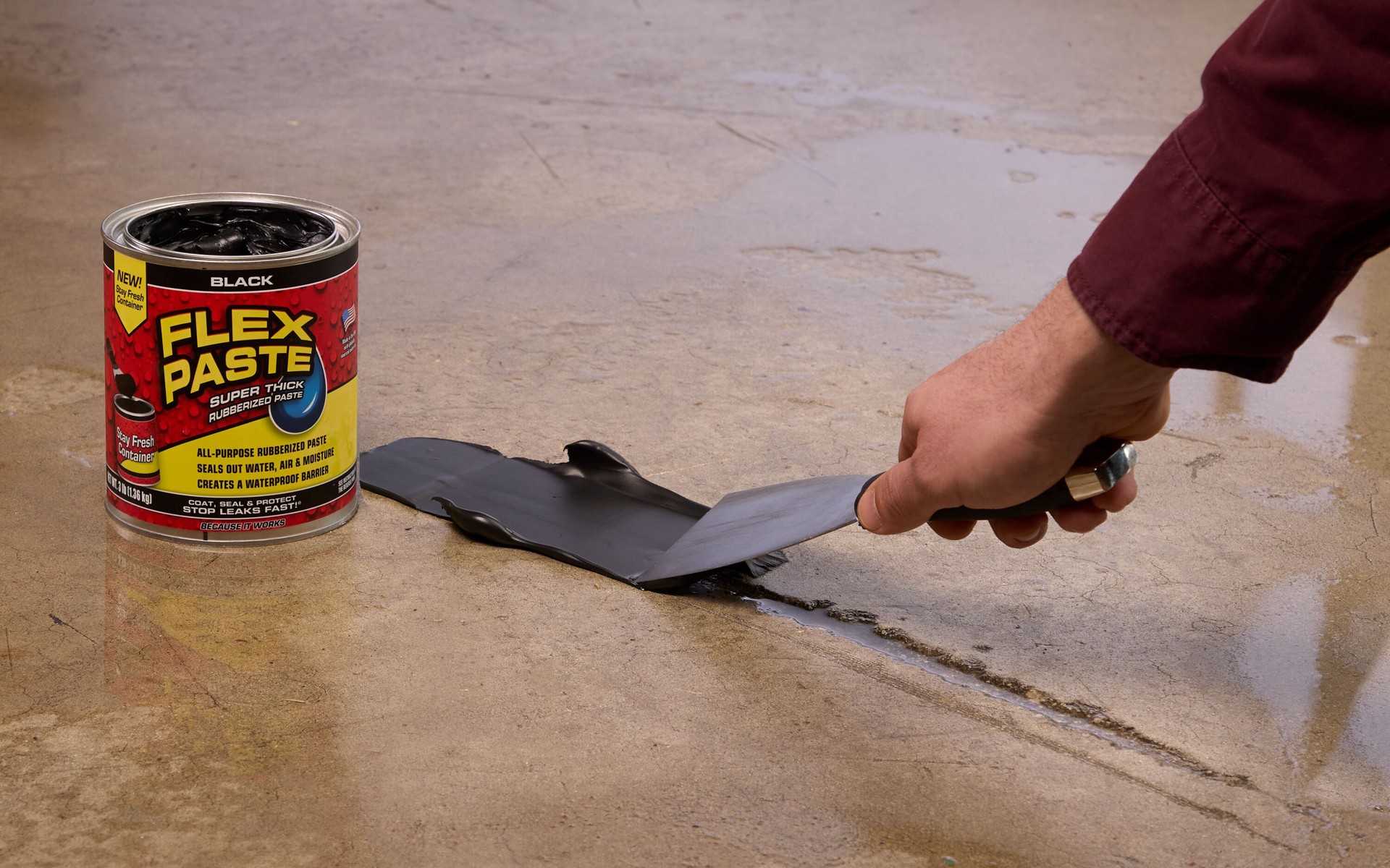 slide 3 of 6, Flex Paste 48-fl oz Black Paste Waterproof Rubberized Coating, 1 ct