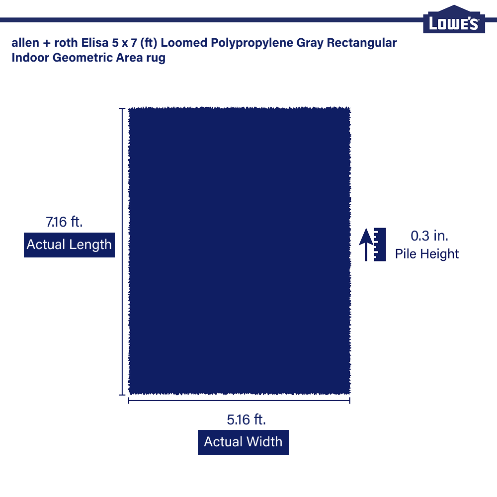slide 5 of 6, allen + roth Elisa 5 x 7 (ft) Loomed Gray Rectangular Indoor Geometric Pet Friendly Area rug, 1 ct