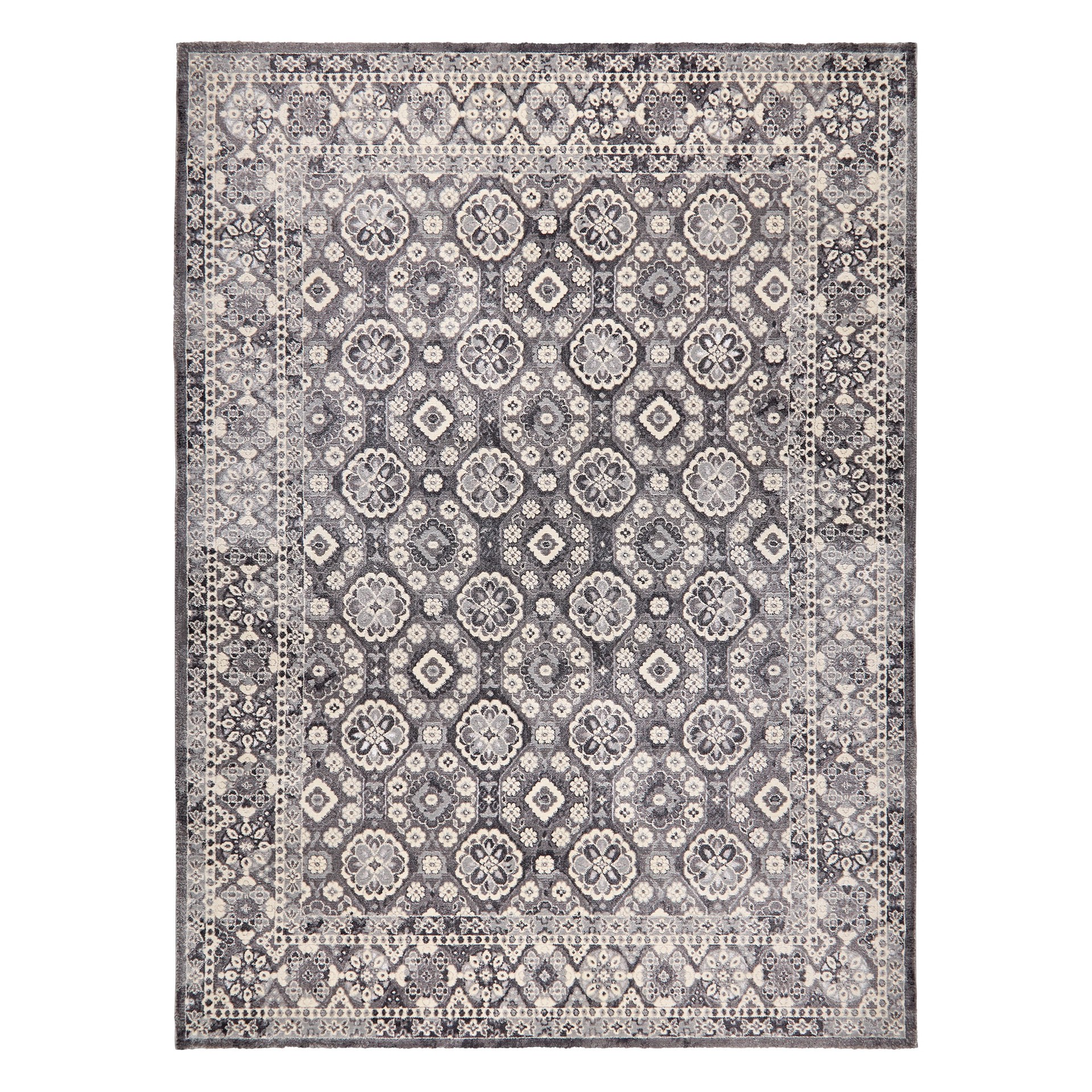 slide 6 of 6, allen + roth Elisa 5 x 7 (ft) Loomed Gray Rectangular Indoor Geometric Pet Friendly Area rug, 1 ct