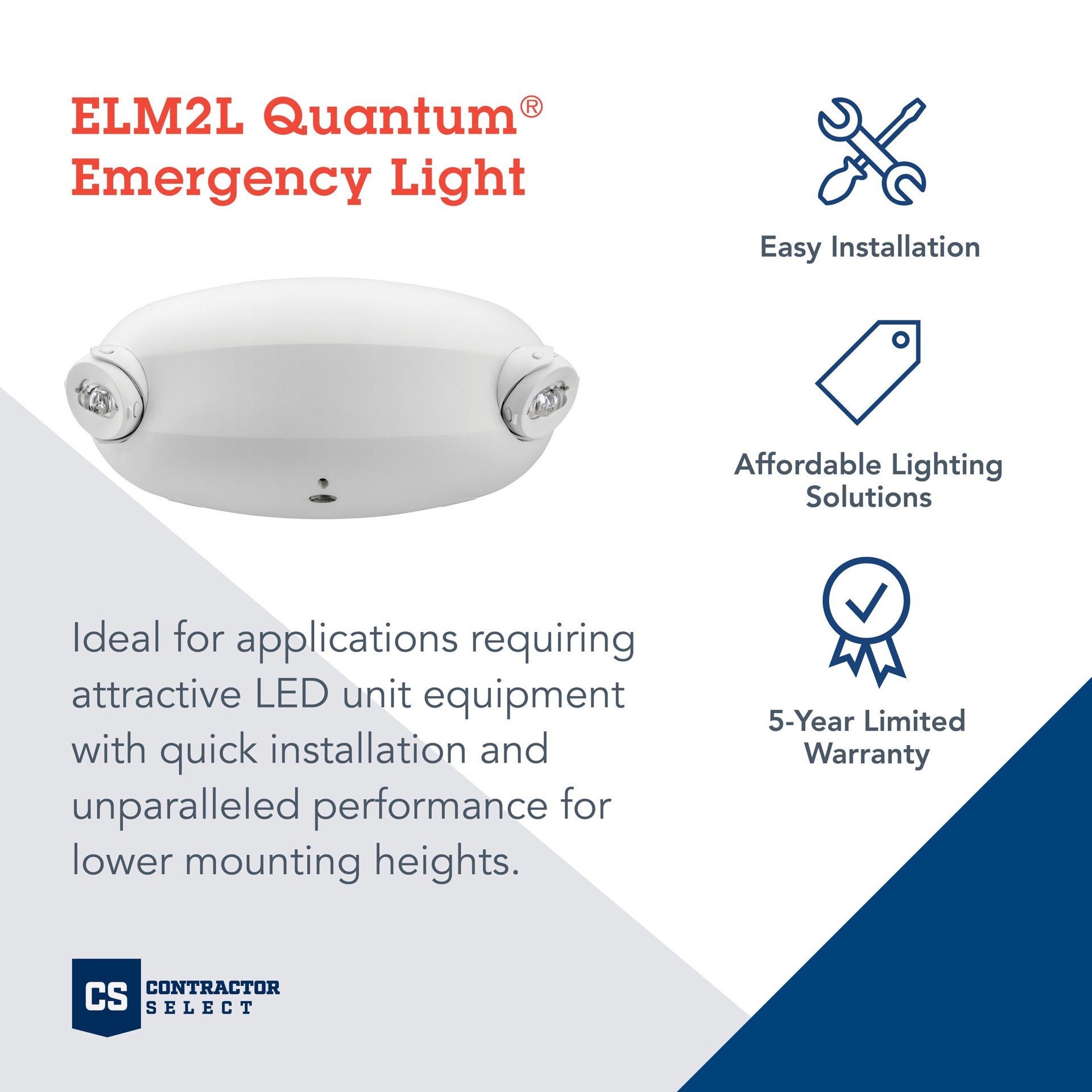 slide 2 of 6, Lithonia Lighting Contractor Select ELM2L 0.36 -Watt 120/277 -Volt LED White Hardwired Emergency light, 1 ct