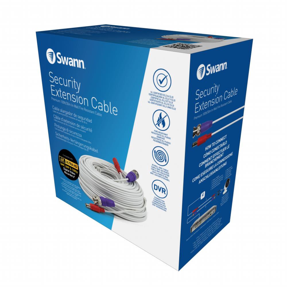 slide 3 of 3, Swann Extension Cable 100-ft RG59 White Coaxial Cable, 1 ct