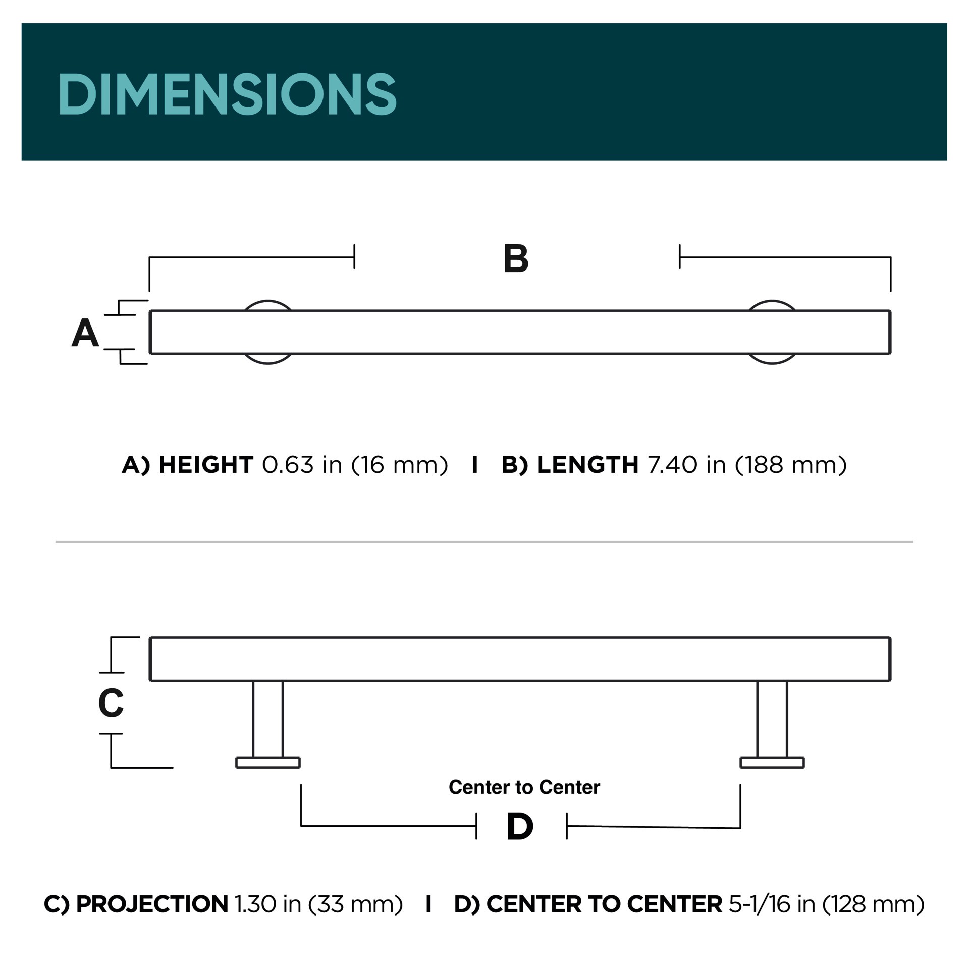 slide 6 of 6, Origin 21 Gunnar 5-1/16-in , 128mm Center to Center Matte Black Square Bar Drawer Pull, 1 ct