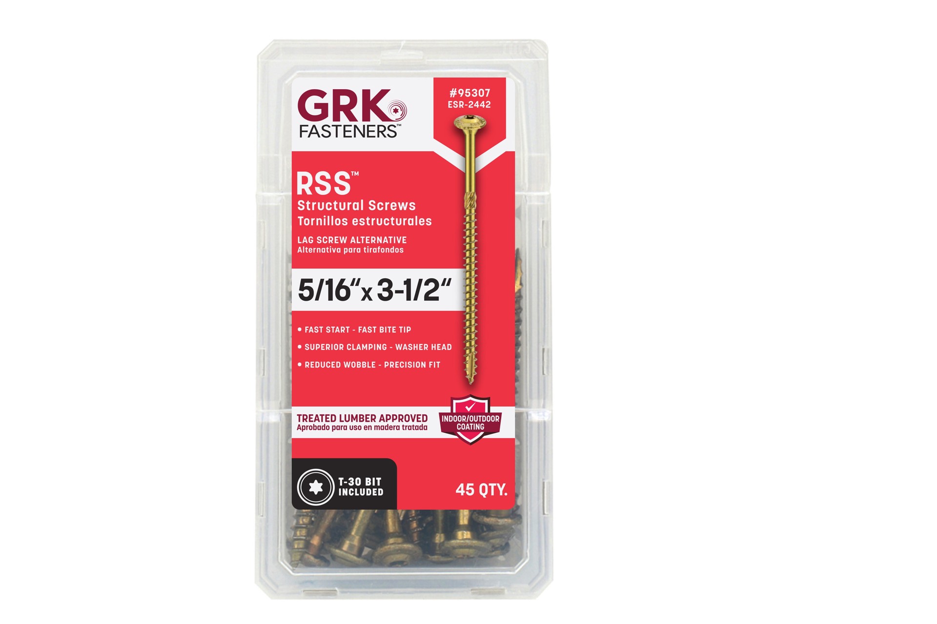 slide 1 of 6, GRK RSS 5/16-in x 3-1/2-in Polymer Exterior Wood screws ( 45 -Per Box ), 1 ct