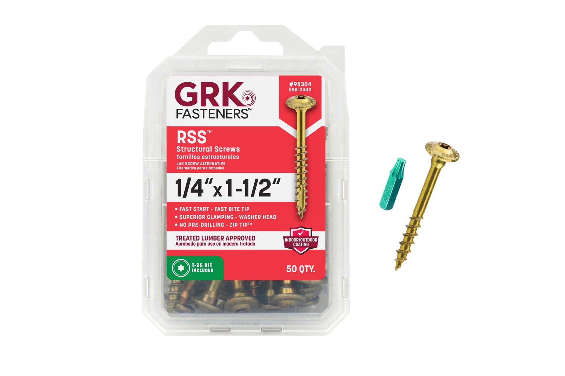 slide 1 of 6, GRK RSS 1/4-in x 1-1/2-in Polymer Exterior Wood screws ( 50 -Per Box ), 1 ct