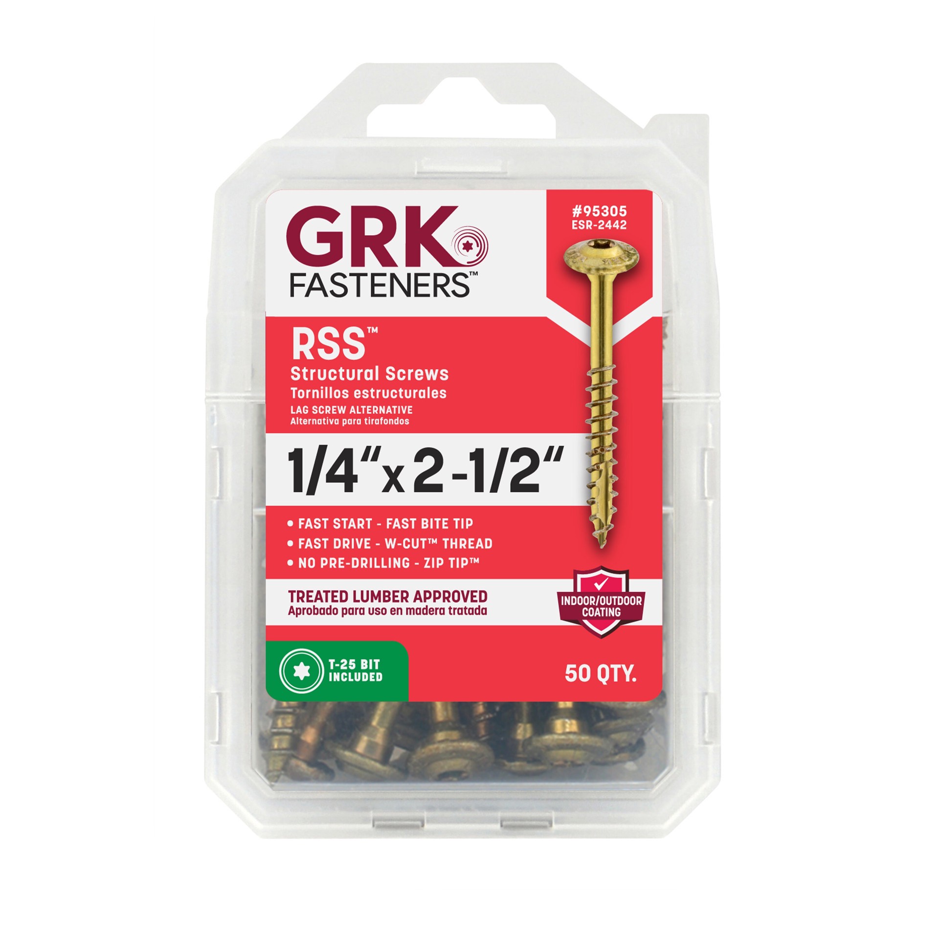slide 1 of 6, GRK RSS 1/4-in x 2-1/2-in Polymer Exterior Wood screws ( 50 -Per Box ), 1 ct