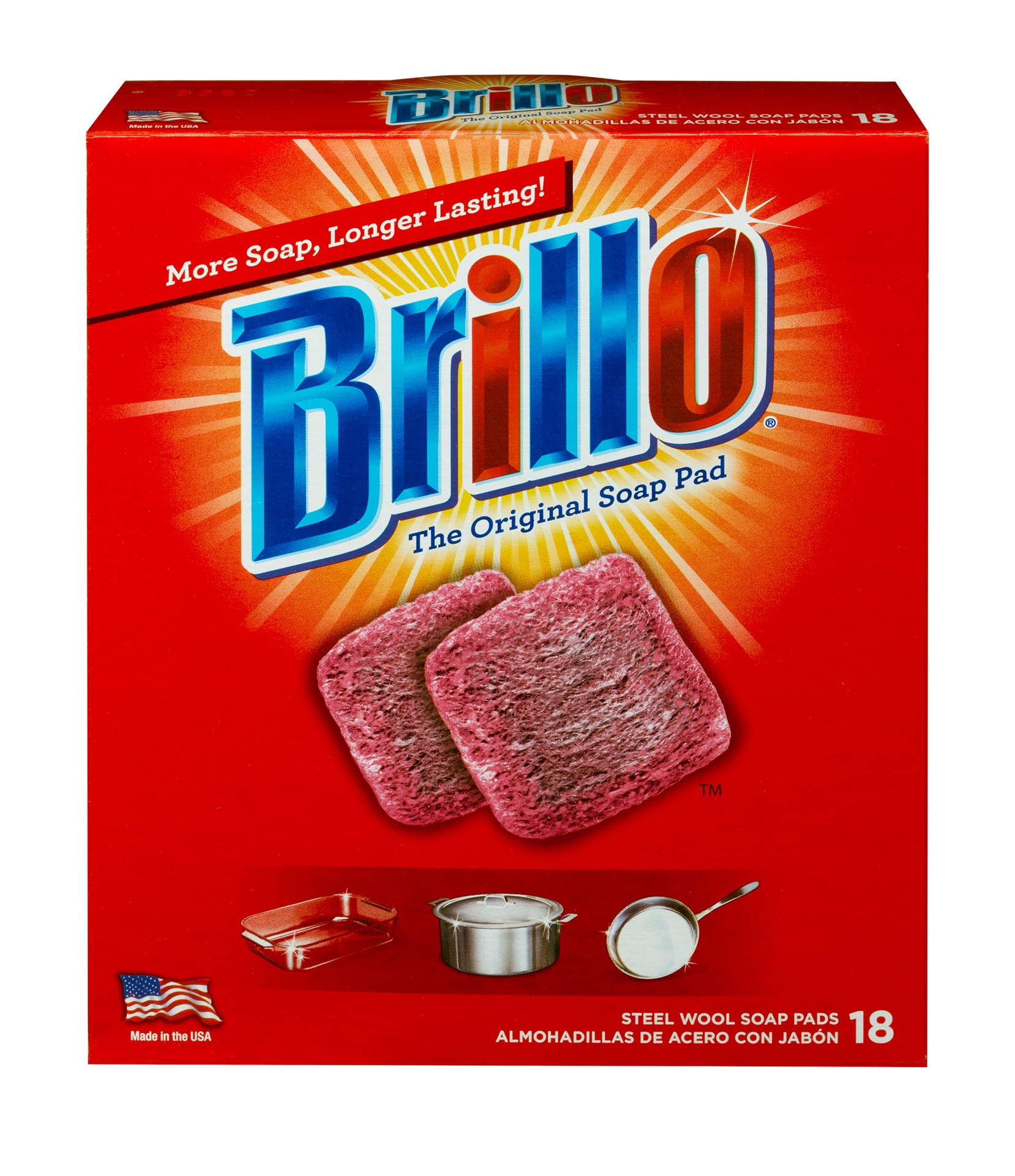 slide 1 of 6, Brillo Steel wool Scouring soap pad 18 -Pack, 1 ct