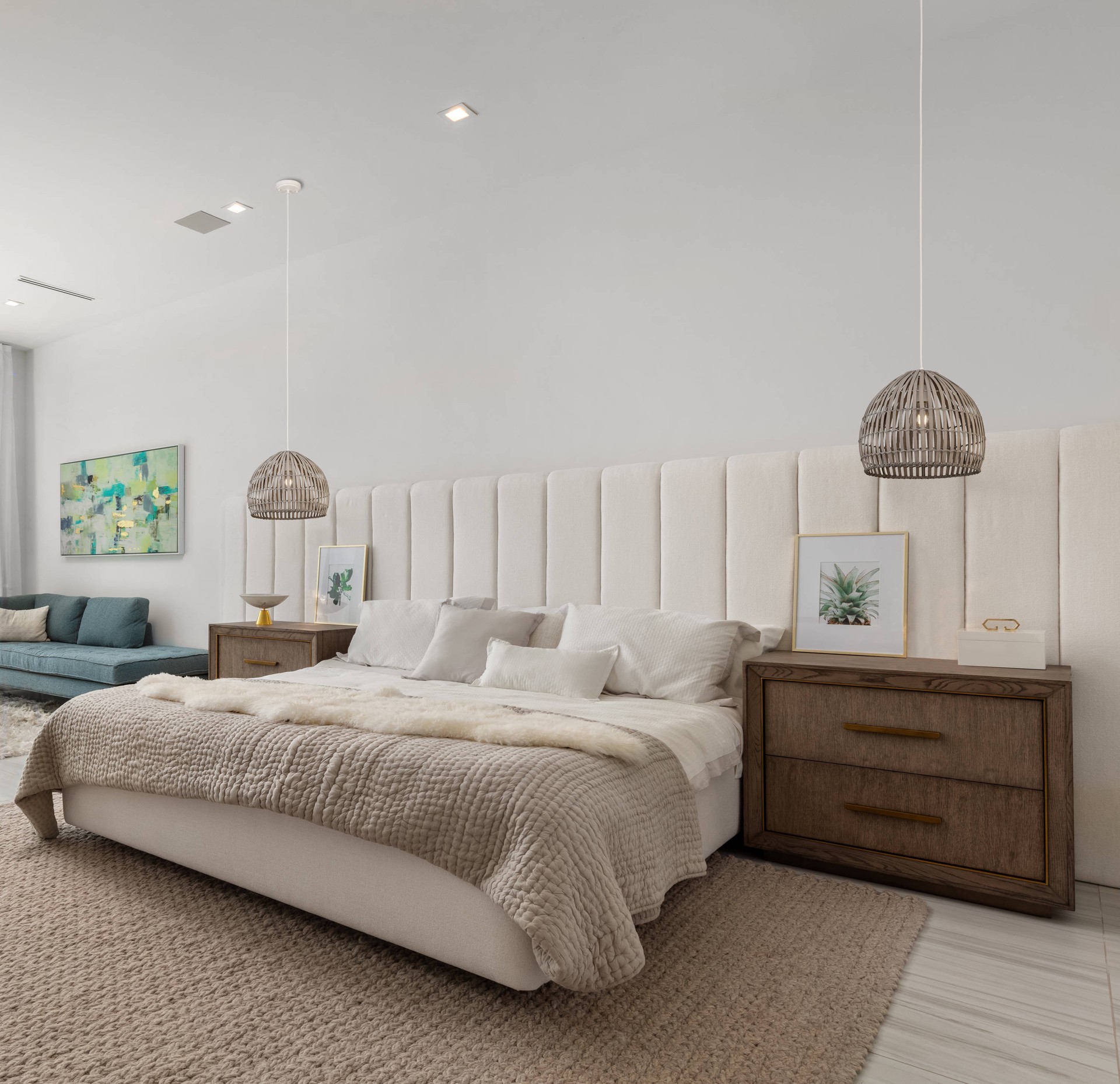 slide 3 of 6, allen + roth Vale 1 -Light White Canopy With Light Gray Bamboo Shade Traditional Bell Medium Hanging Pendant light, 1 ct