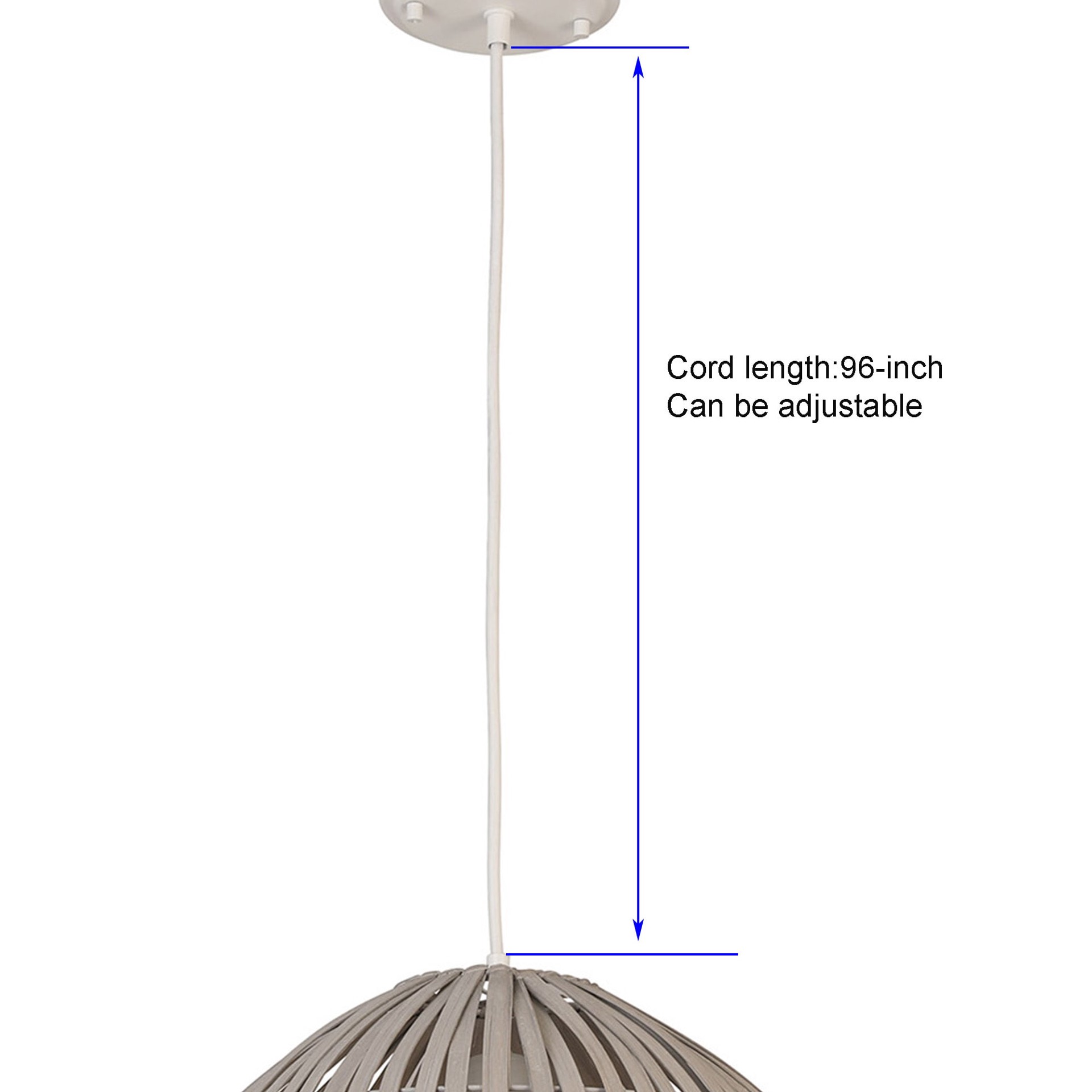 slide 5 of 6, allen + roth Vale 1 -Light White Canopy With Light Gray Bamboo Shade Traditional Bell Medium Hanging Pendant light, 1 ct