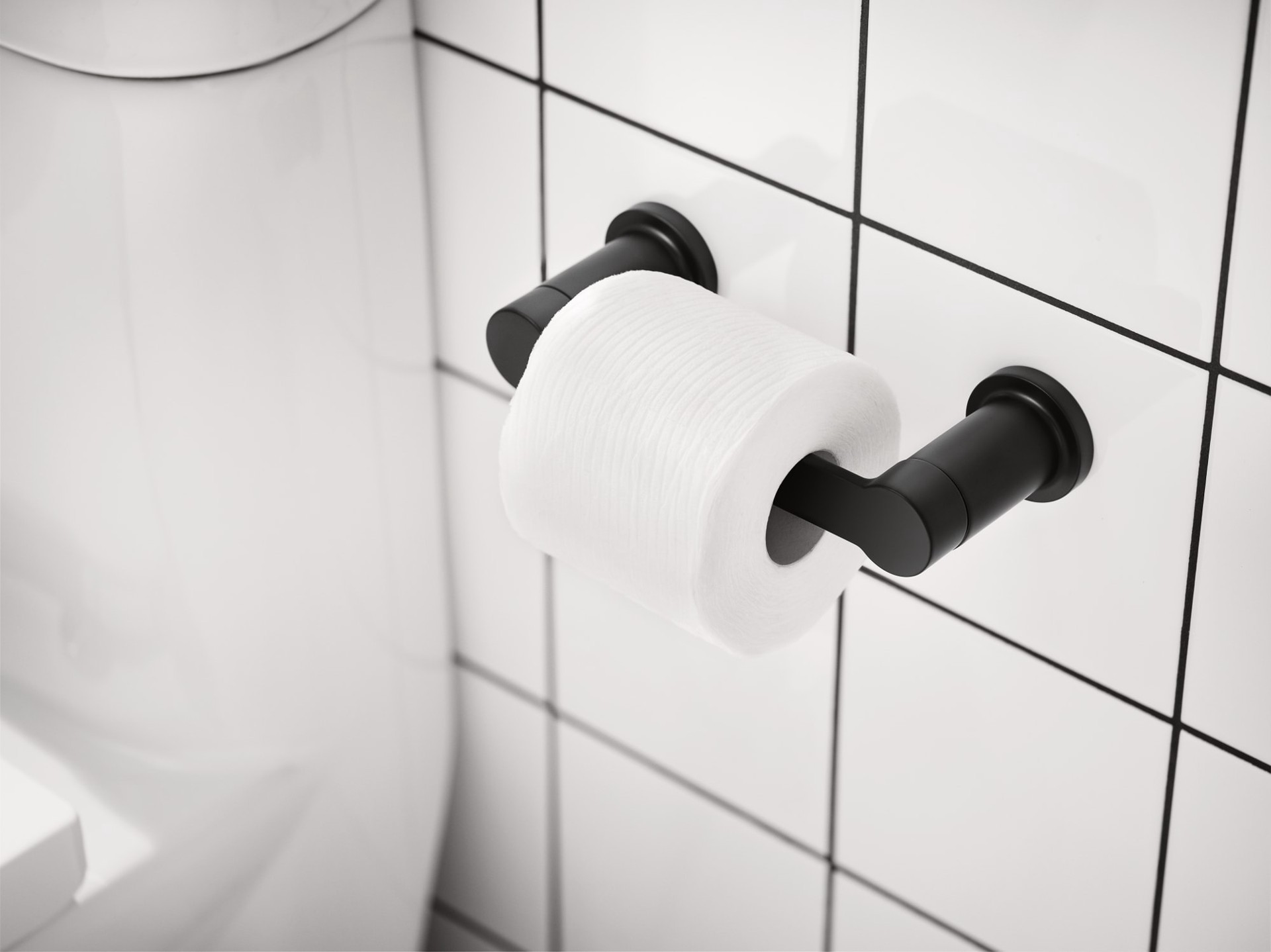 slide 2 of 5, Moen Rinza Matte Black Wall mount Pivot Toilet Paper Holder 1 -Rolls, 1 ct