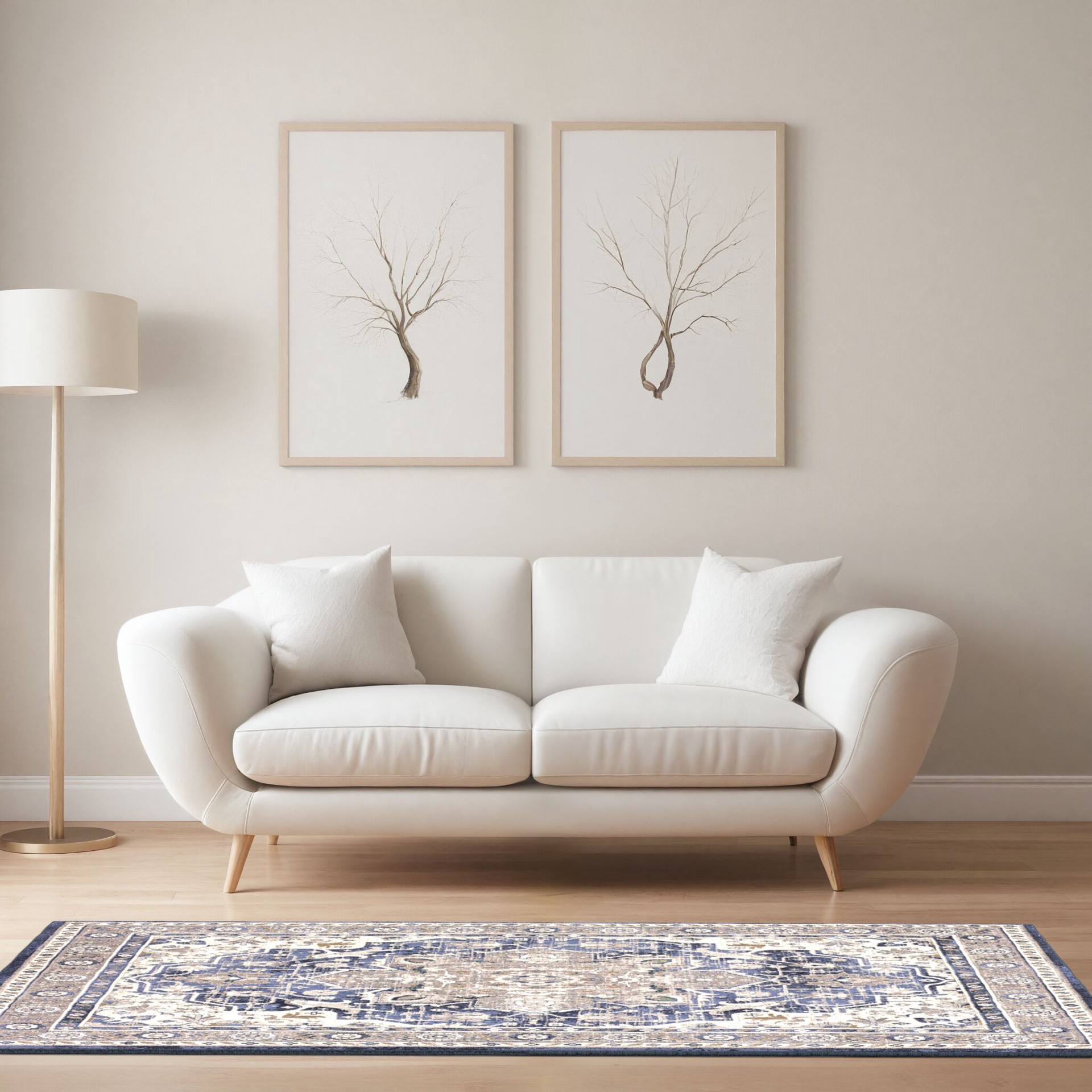 slide 3 of 6, allen + roth Evelyn 5 x 8 (ft) Loomed Blue Rectangular Indoor Geometric French Country Pet Friendly Area rug, 1 ct