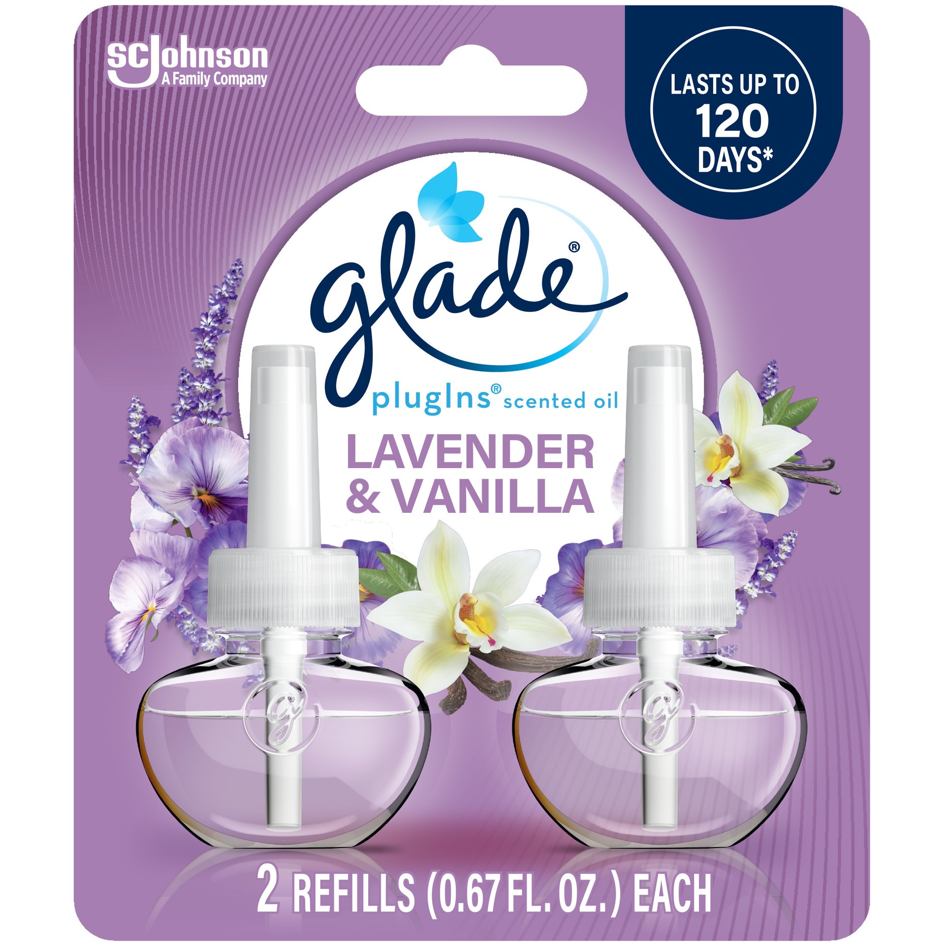 slide 1 of 6, Glade 0.67 -fl oz Lavender Vanilla Refill Air Freshener 2 -Pack, 1 ct