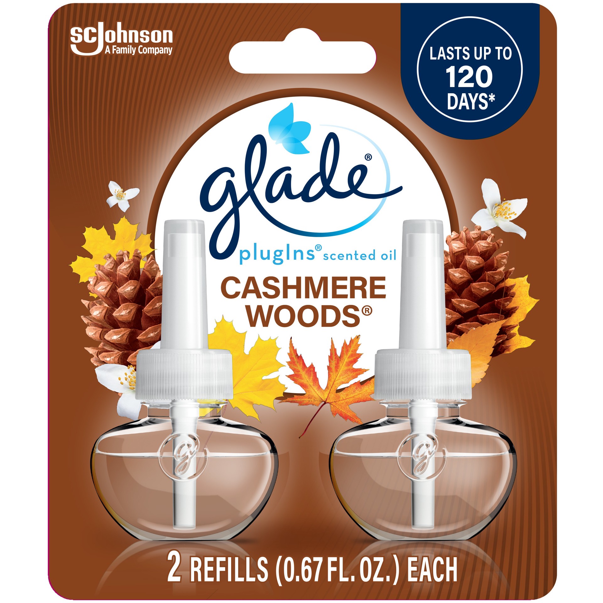 slide 1 of 6, Glade 1 -fl oz Cashmere Woods Refill Air Freshener 2 -Pack, 1 ct