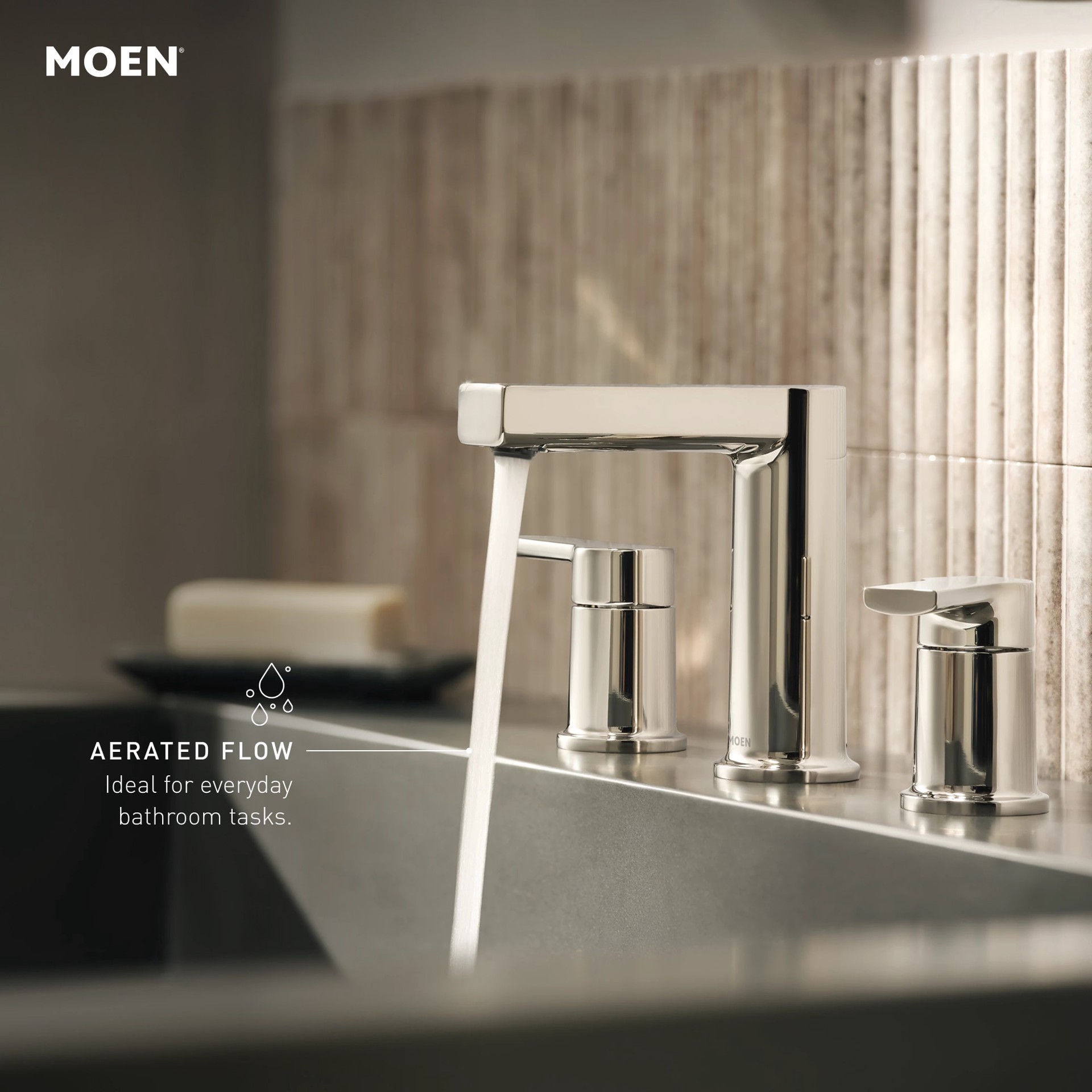 slide 5 of 6, Moen Rinza Matte Black Widespread 2-handle WaterSense High-arc Commercial/Residential Handle Bathroom Sink Faucet with Drain, 1 ct