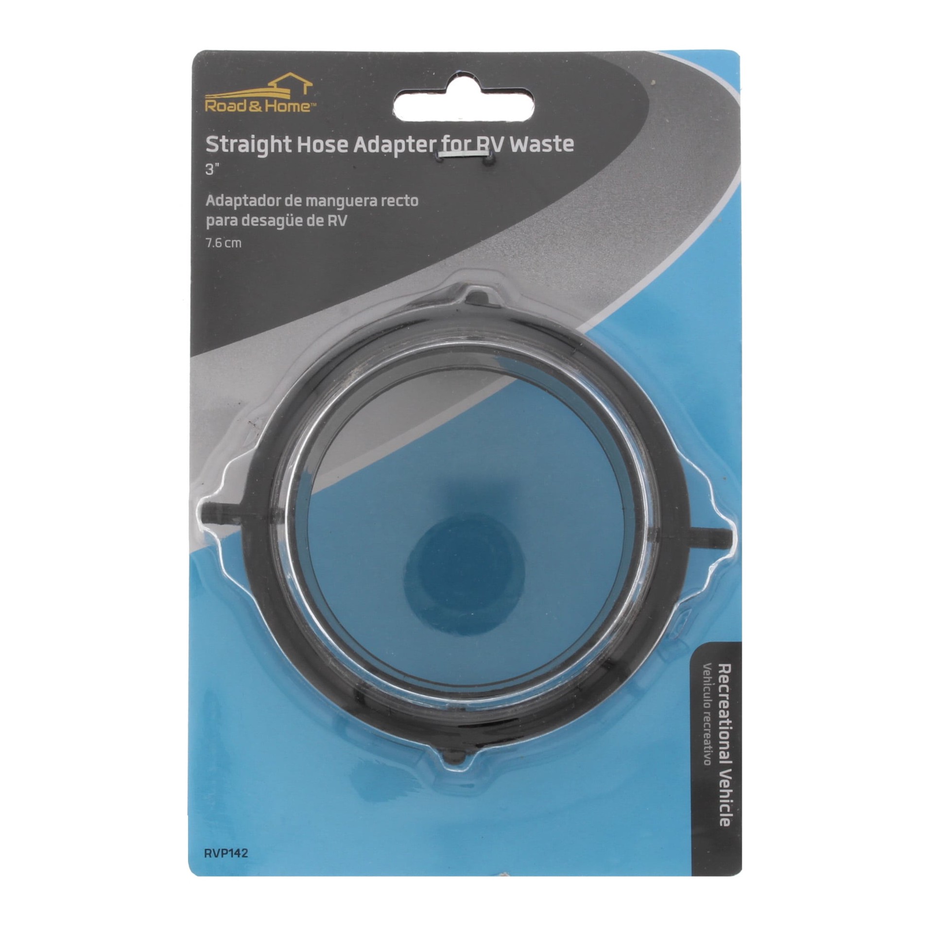 slide 3 of 5, Road & Home RV Straight Hose Adapter Connects 3 In. Hose to RV Dump Valve with Black ABS Construction, 1 ct