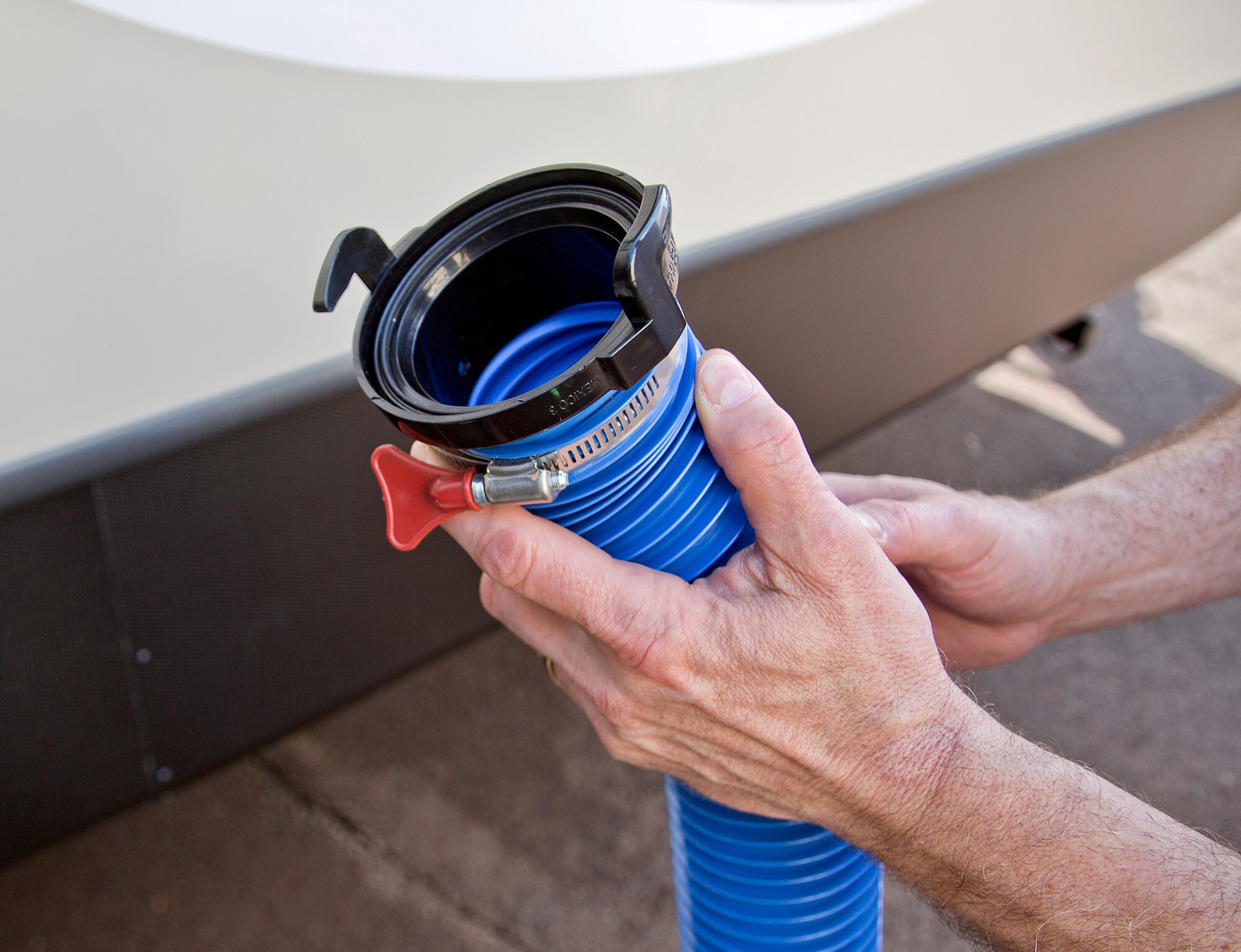 slide 4 of 5, Road & Home RV Straight Hose Adapter Connects 3 In. Hose to RV Dump Valve with Black ABS Construction, 1 ct