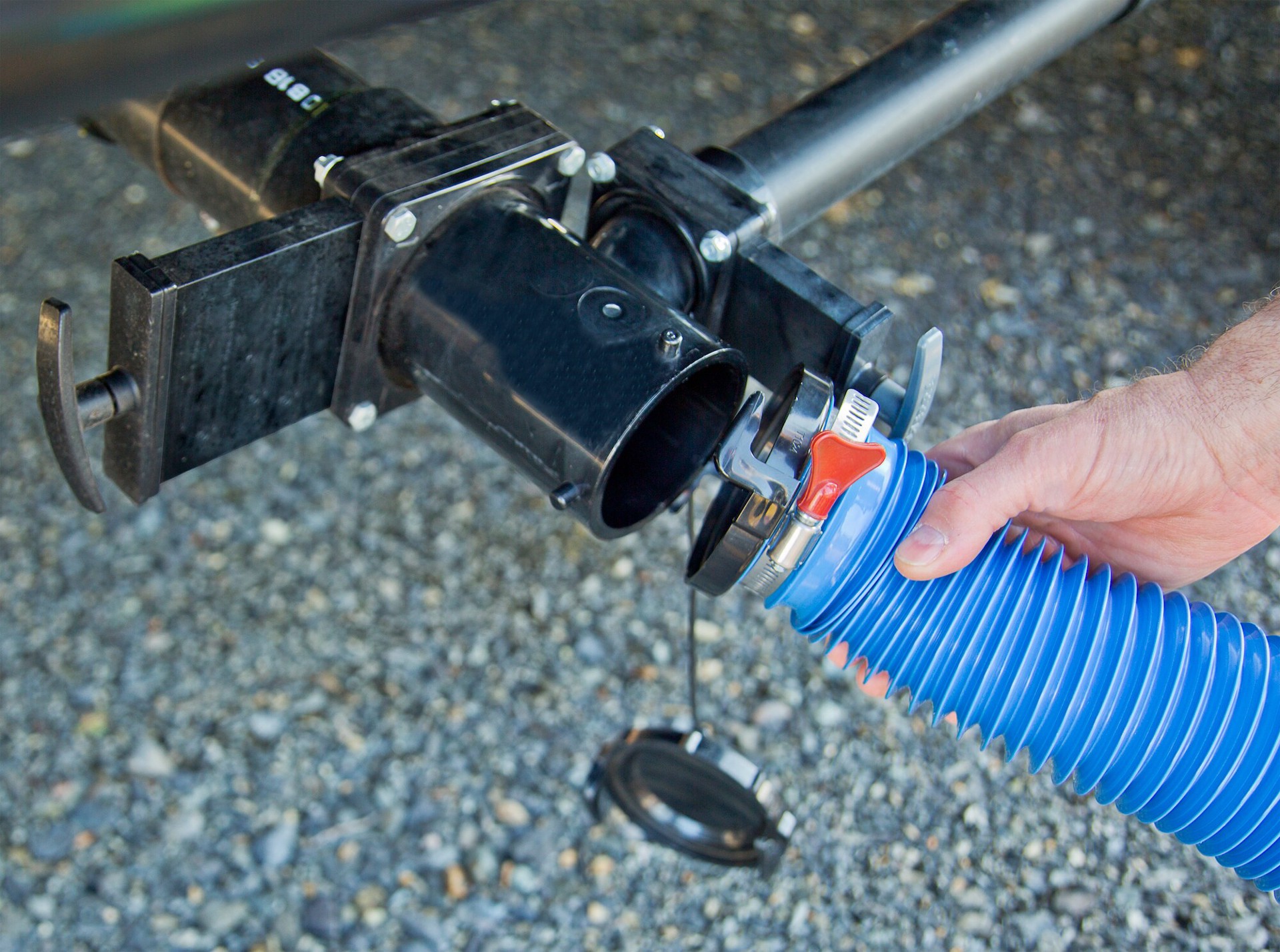 slide 5 of 5, Road & Home RV Straight Hose Adapter Connects 3 In. Hose to RV Dump Valve with Black ABS Construction, 1 ct