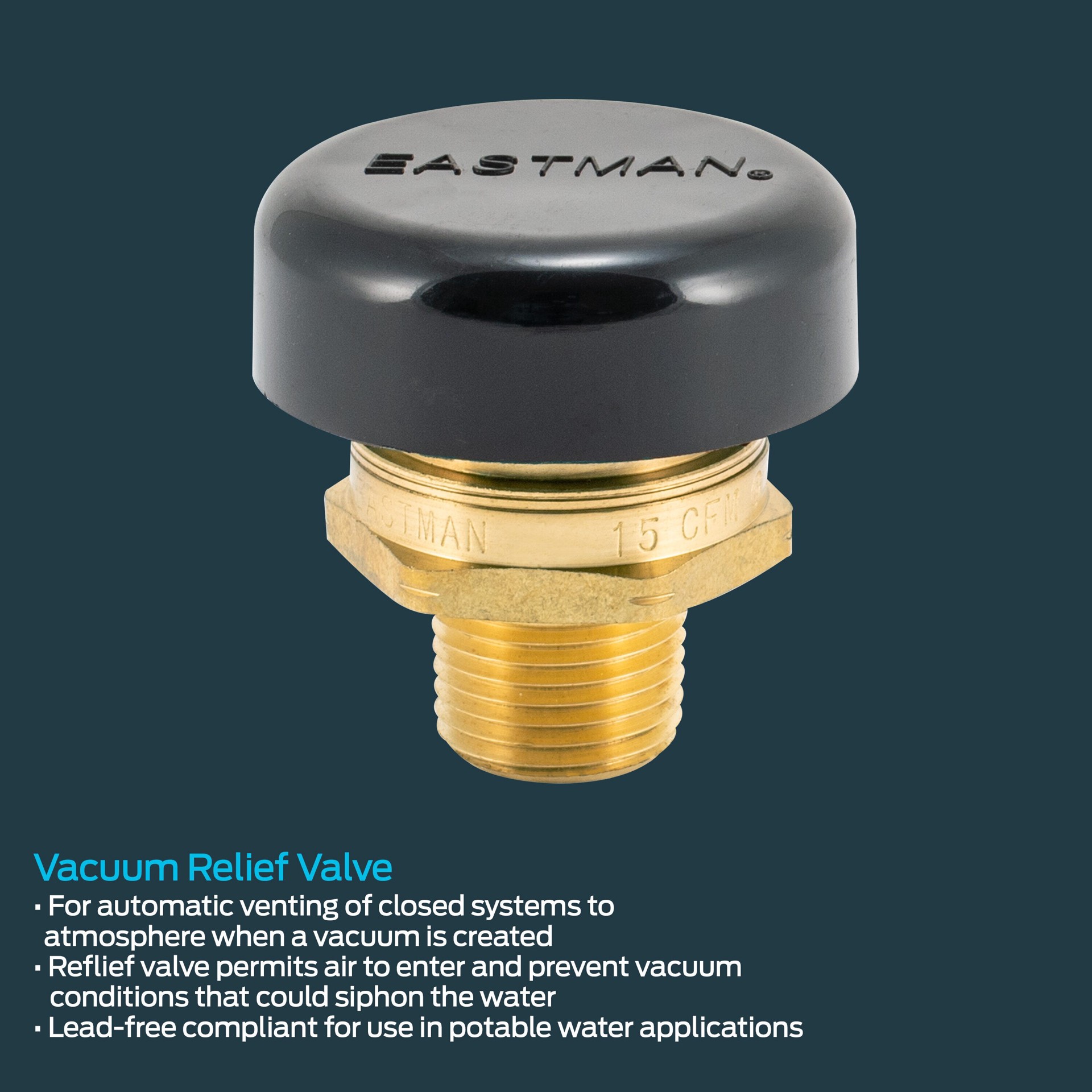 slide 5 of 6, EASTMAN 1/2-in MIP Brass Vacuum relief valve, 1 ct