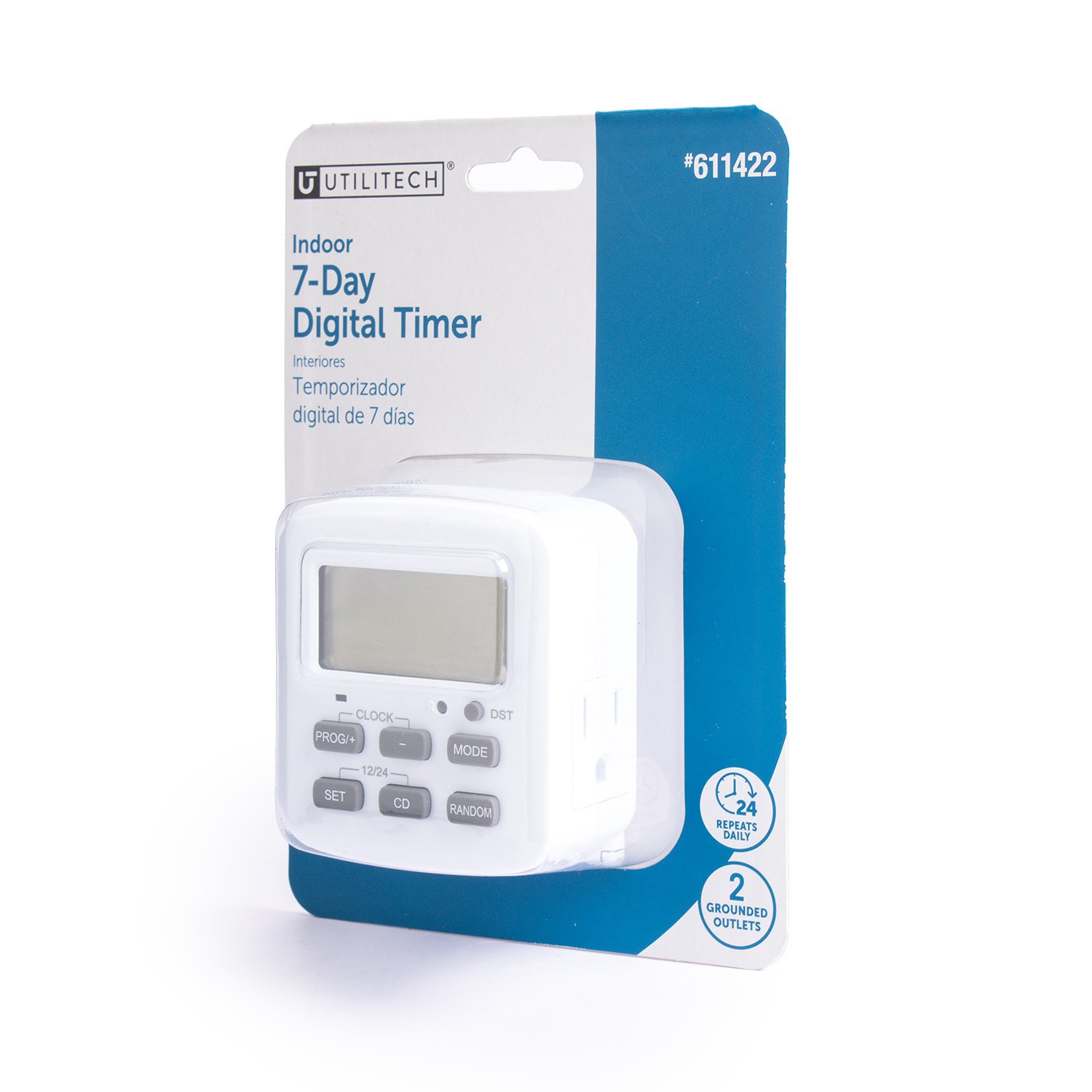 slide 4 of 6, Utilitech 15 -Amps 125-volt Indoor 2 -Outlet Countdown Digital Lighting Timer, 1 ct