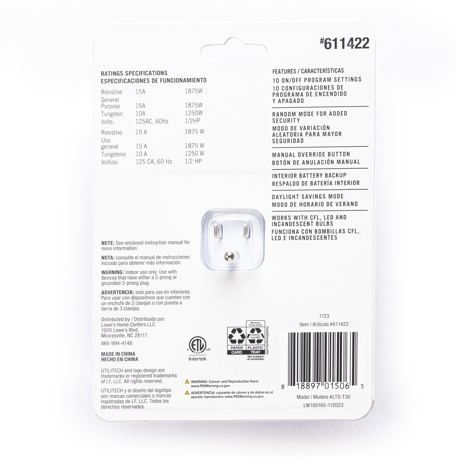 slide 5 of 6, Utilitech 15 -Amps 125-volt Indoor 2 -Outlet Countdown Digital Lighting Timer, 1 ct