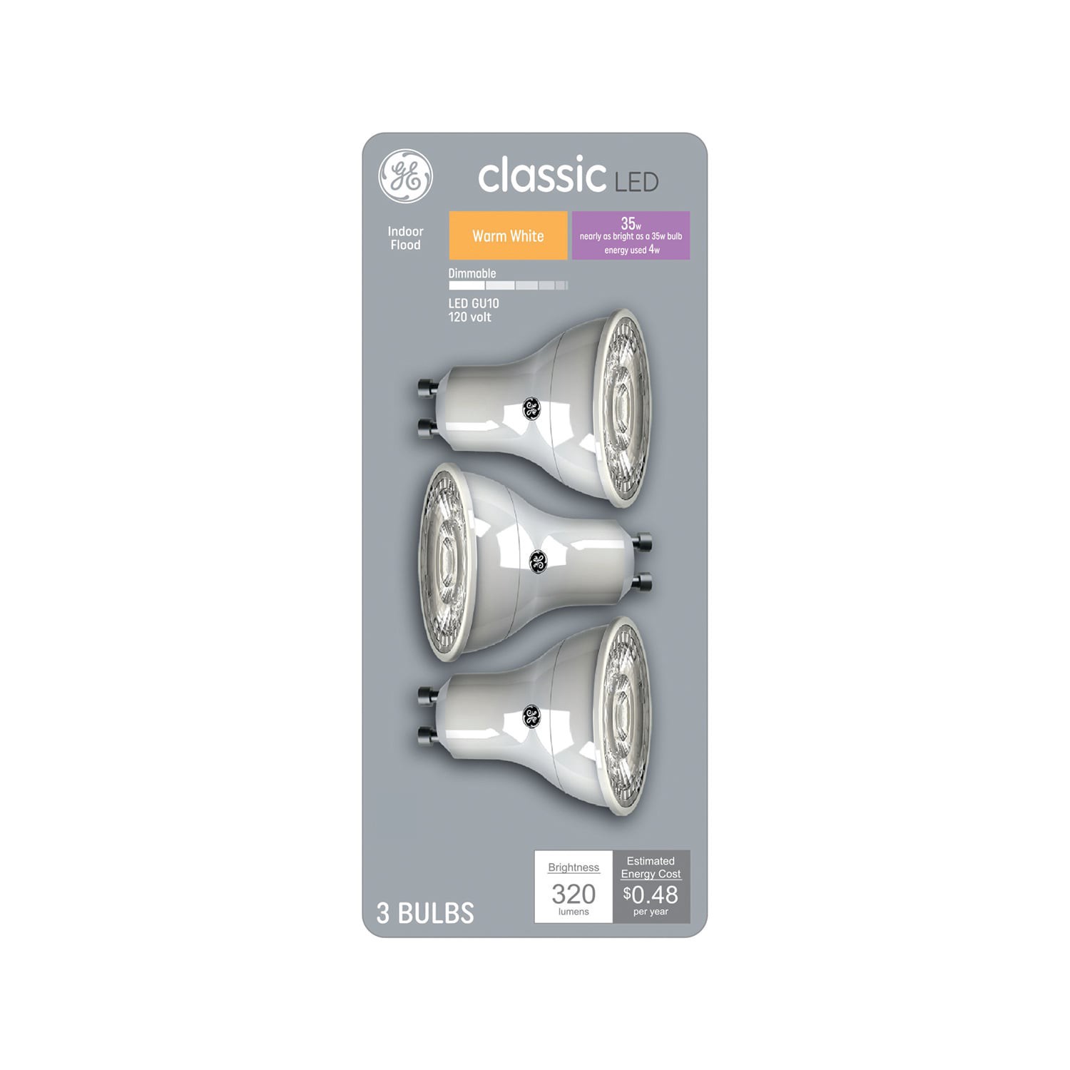 slide 1 of 6, GE 35 -Watt EQ PAR16 Warm white GU10 pin base Dimmable LED Specialty Light Bulb 3 -Pack, 1 ct