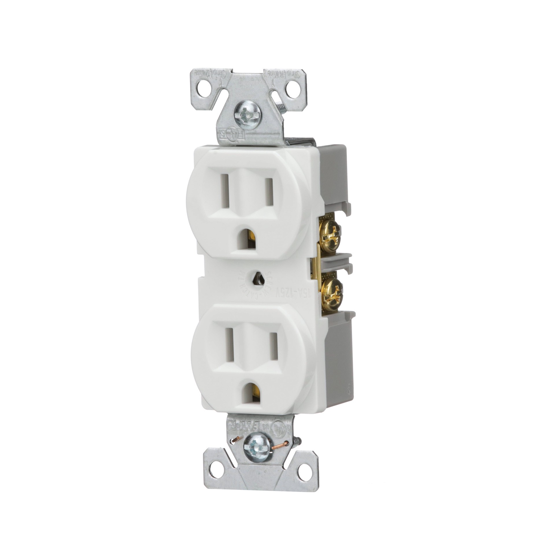 slide 2 of 6, Eaton 15 -Amp 125-volt Commercial Duplex Outlet , White, 1 ct