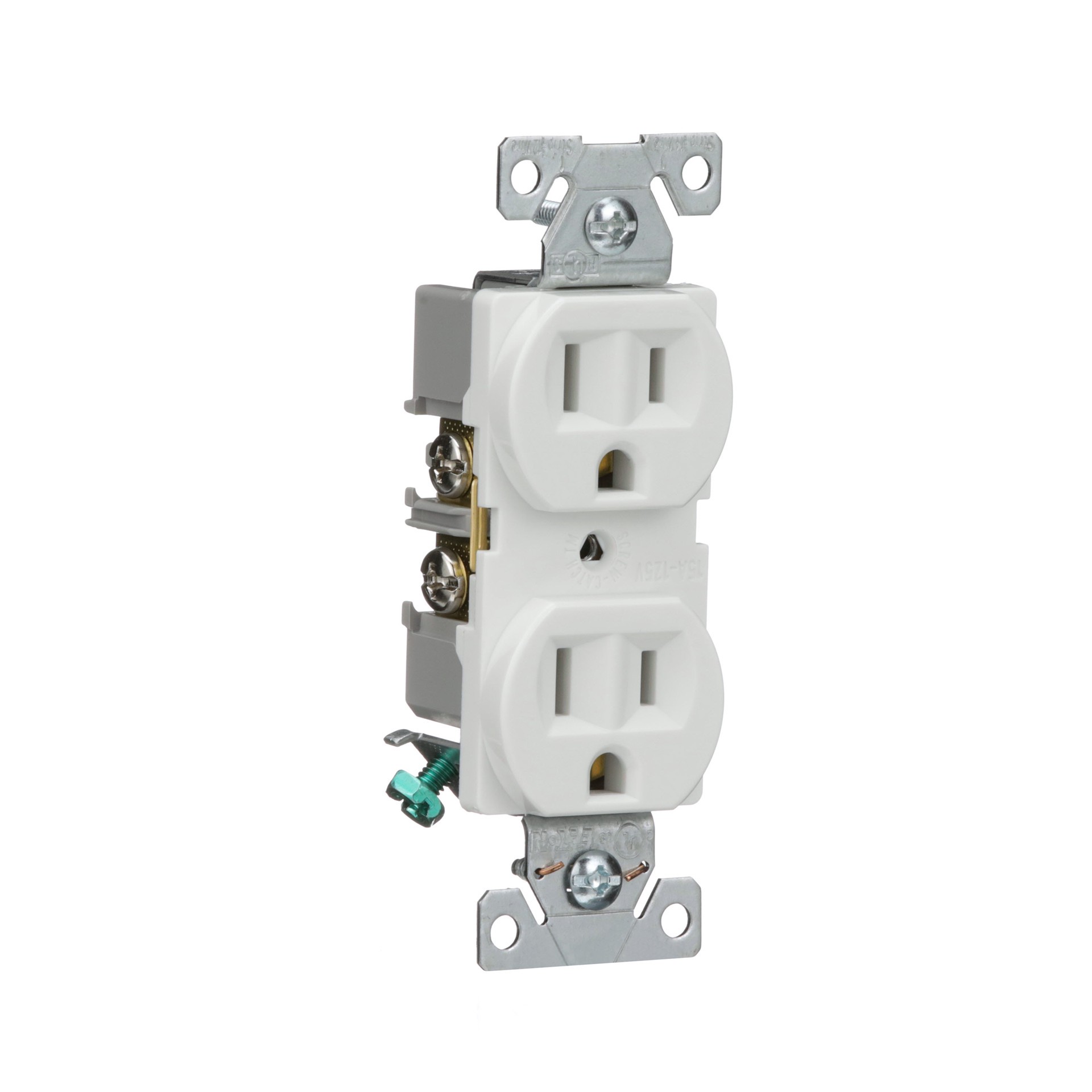 slide 6 of 6, Eaton 15 -Amp 125-volt Commercial Duplex Outlet , White, 1 ct