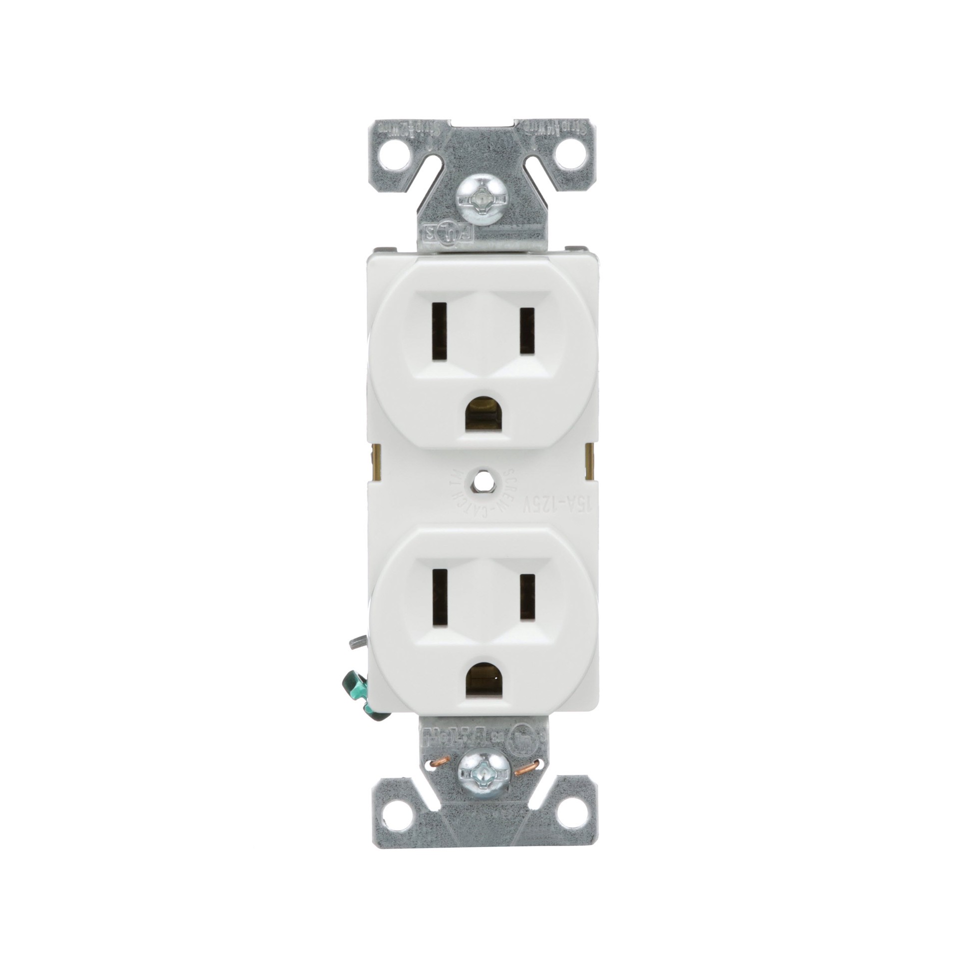 slide 1 of 6, Eaton 15 -Amp 125-volt Commercial Duplex Outlet , White, 1 ct