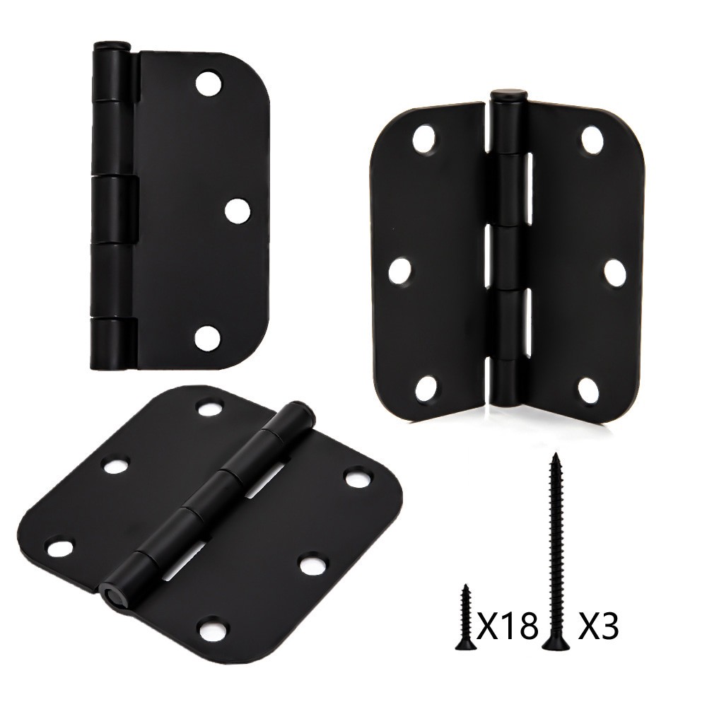 slide 5 of 6, RELIABILT 3-1/2-in H x 5/8-in Radius Matte Black Mortise Interior Door Hinge 3 -Pack, 1 ct