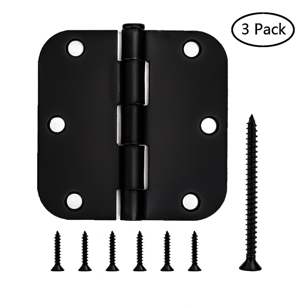 slide 1 of 6, RELIABILT 3-1/2-in H x 5/8-in Radius Matte Black Mortise Interior Door Hinge 3 -Pack, 1 ct