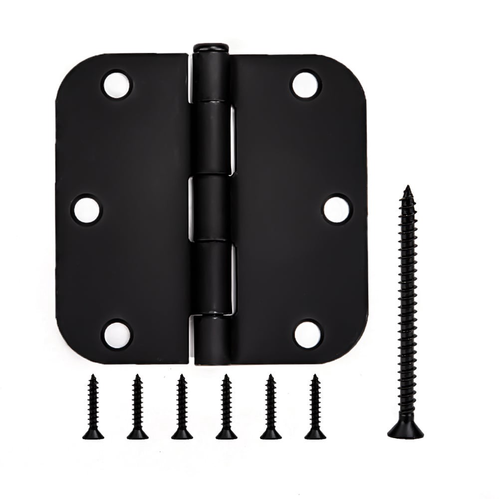 slide 4 of 6, RELIABILT 3-1/2-in H x 5/8-in Radius Matte Black Mortise Interior Door Hinge, 1 ct