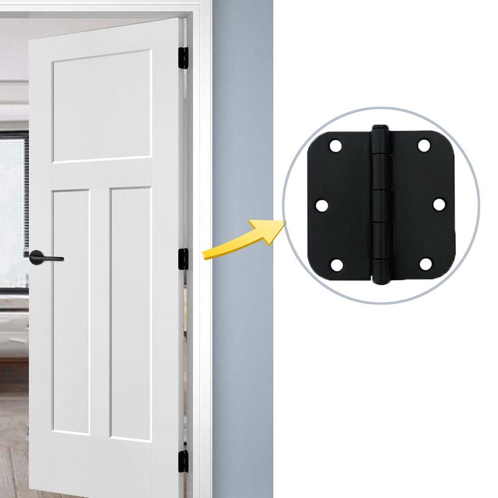 slide 6 of 6, RELIABILT 3-1/2-in H x 5/8-in Radius Matte Black Mortise Interior Door Hinge, 1 ct