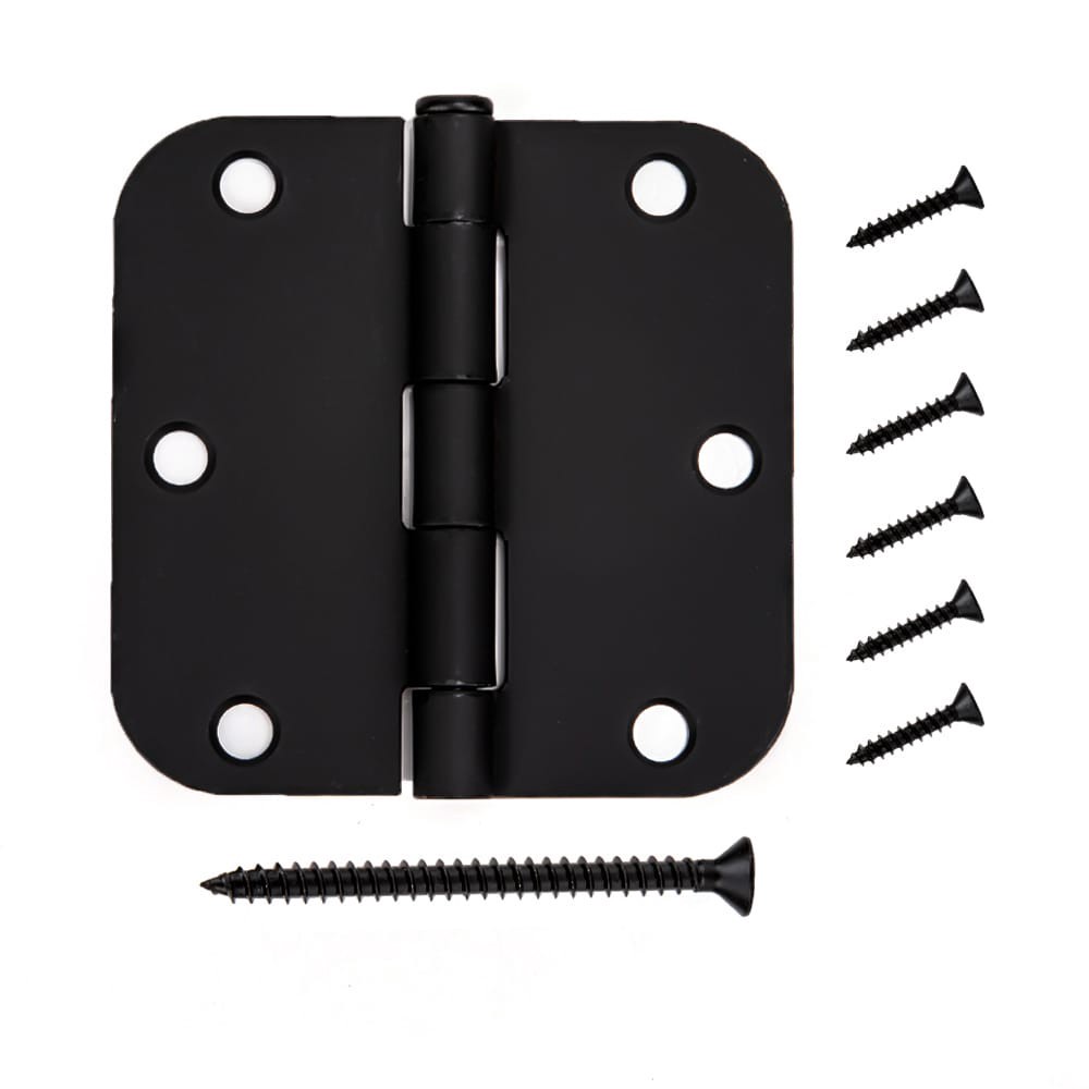 slide 1 of 6, RELIABILT 3-1/2-in H x 5/8-in Radius Matte Black Mortise Interior Door Hinge, 1 ct